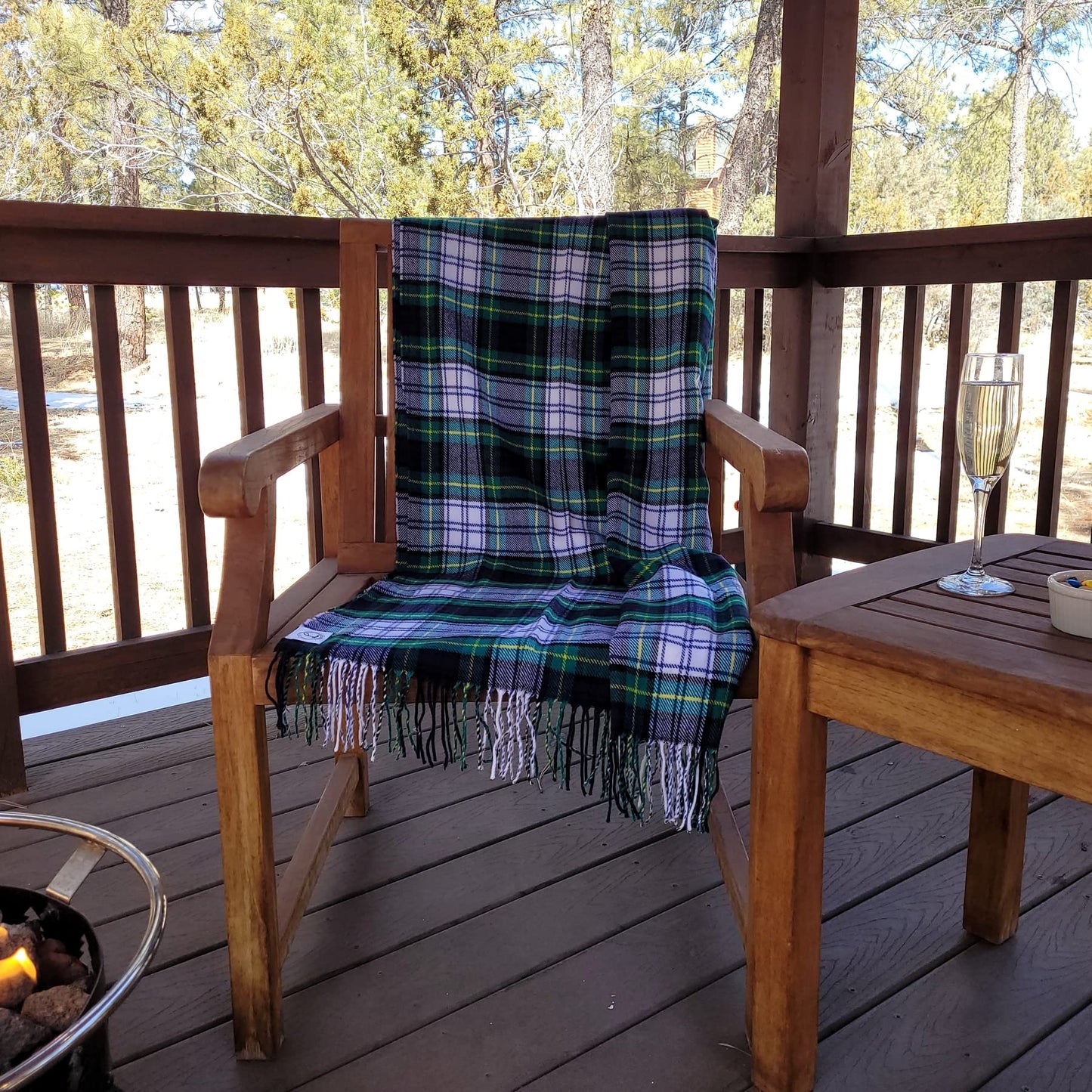 CHEF L HOME & KITCHEN Throw Blanket Green Plaid with Tassels/Fringe- 60" x 50"