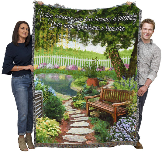 Pure Country Weavers Tranquil Garden Blanket - When Someone You Love Becomes A Memory - Sympathy Bereavement Gift Tapestry Throw Woven from Cotton - Made in the USA (72x54)