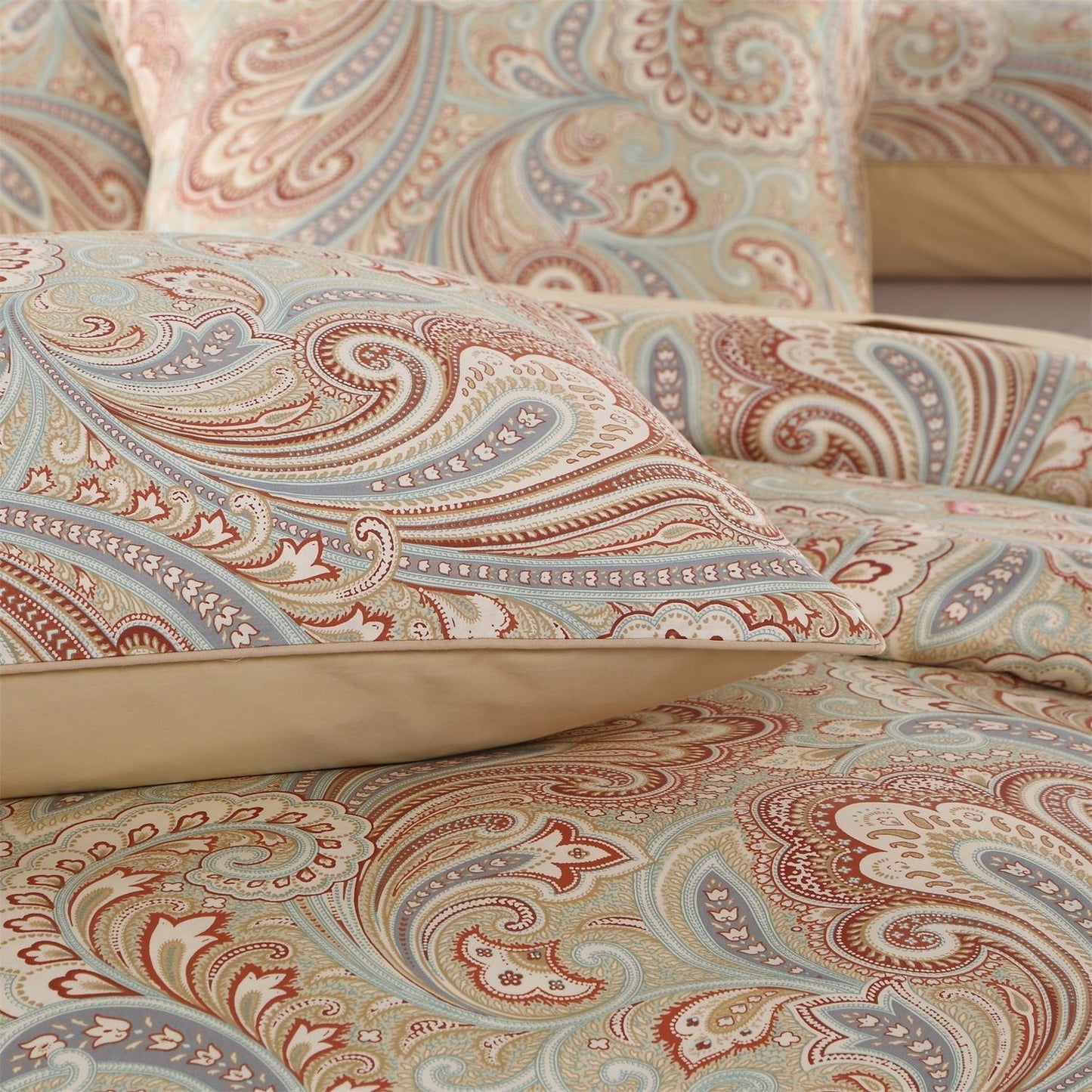 Brandream Duvet Quilt Cover Queen Size Gold Chic Paisley Regal Themed Lightweight Hypoallergenic Extremely Soft & Breathable Egyptian Cotton 800-Thread-Count Bedding Sets