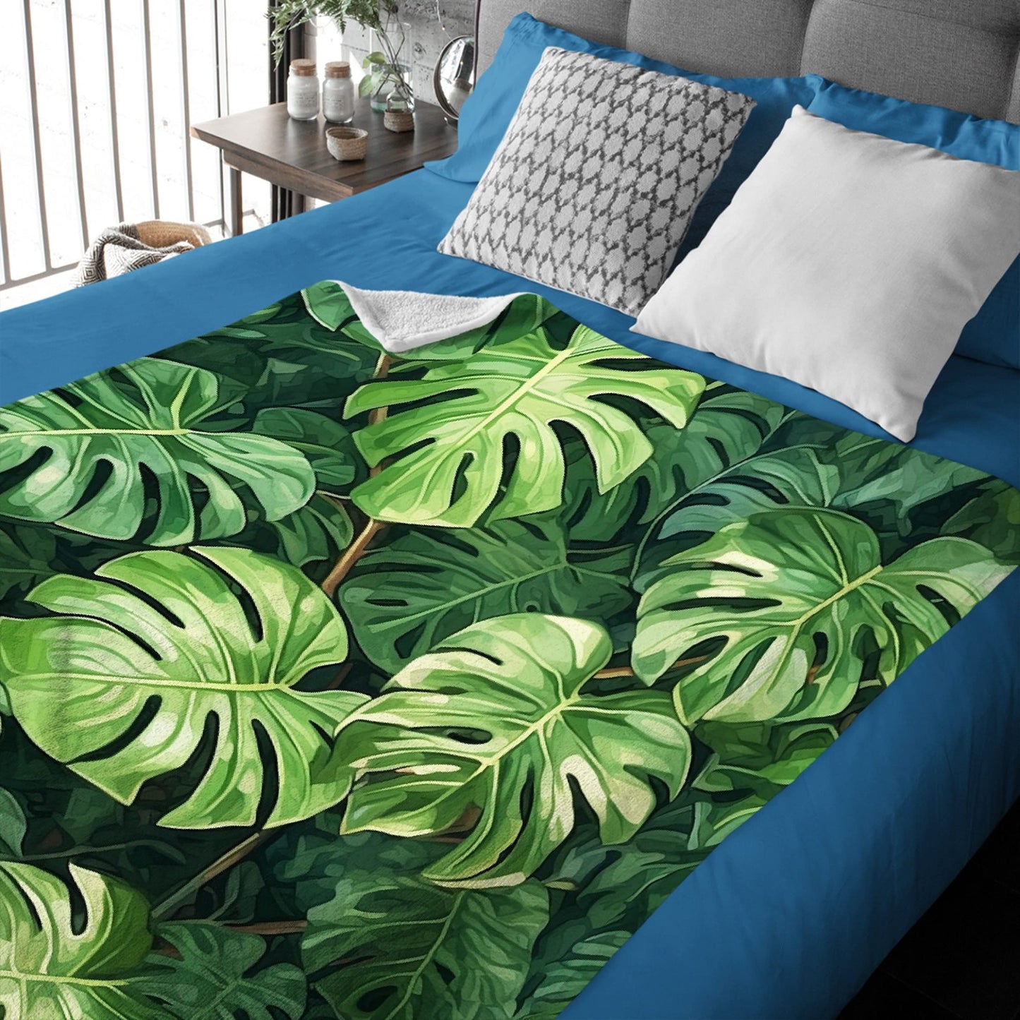 Tropical Plant Palm Leaves Blanket Soft Cozy Throw Lightweight Microplush Blankets for Couch Bed Sofa All Season Warm-50 in x 40 in Small for Kids