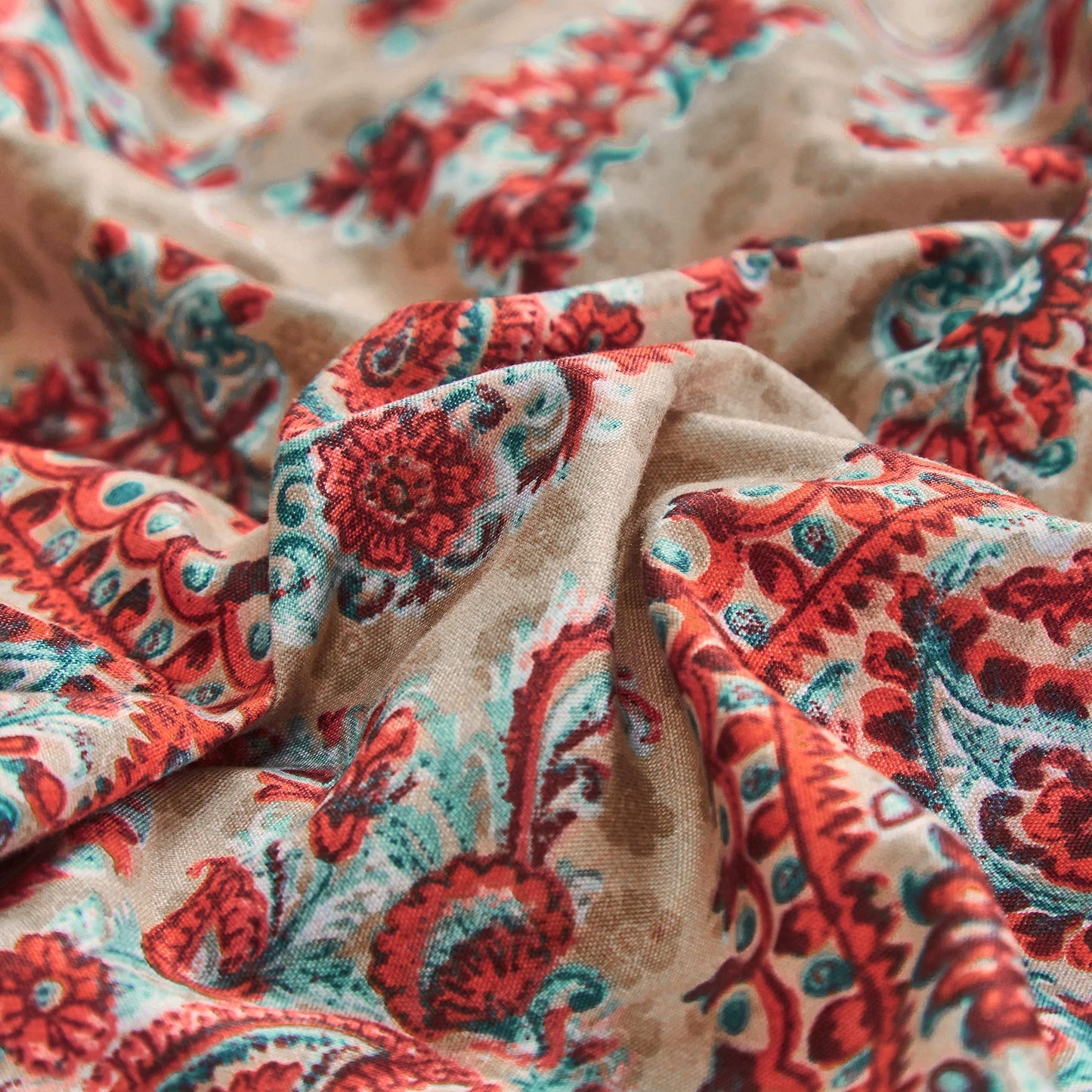 Tache Bohemian Mandala Fitted Sheet + Pillowcases - Retro Vintage Rustic Boho Chic Medallion Paisley Boteh 15-inch Deep Pocket Bed Sheet, 3 Piece Set, King