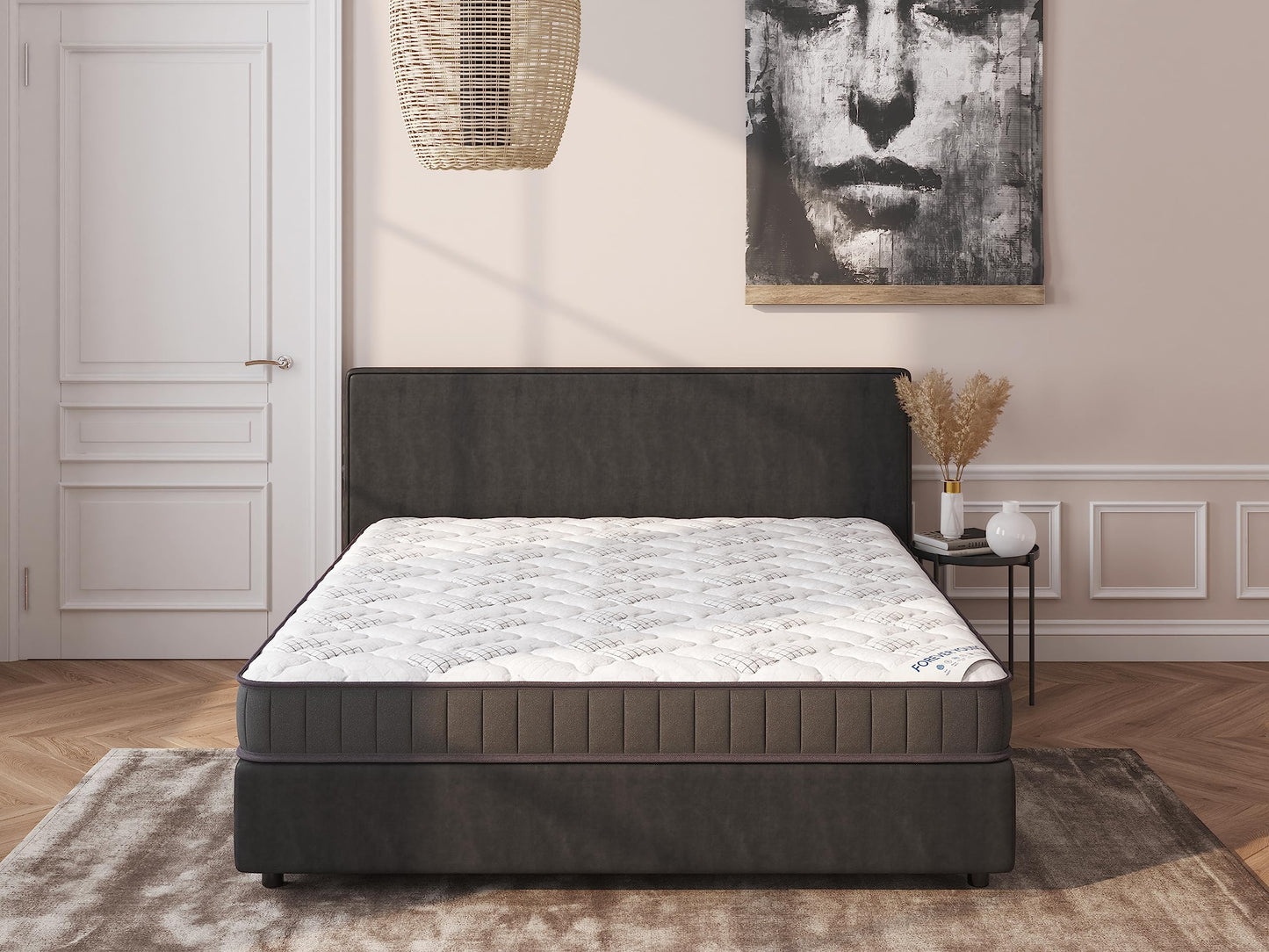 Ottomanson Queen 9" Hybrid Mattress - Medium Firm Support - Made in USA - Individually Pocketed Coils & CertiPUR-US Foam - Fiberglass-Free - Bed in a Box