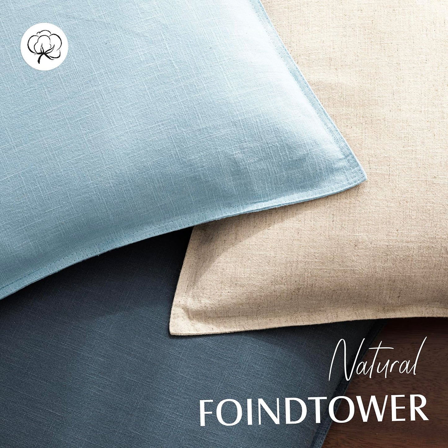 Foindtower Pack of 2, Decorative Linen Solid Throw Pillow Covers Soft Accent Euro Cushion Case Farmhouse Neutral Pillowcase for Chair Couch Sofa Bedroom Living Room Home Decor 22 x 22 Inch Light Blue