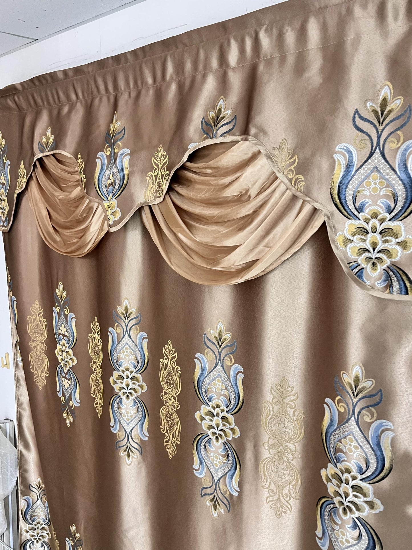 GOHD Regal Regalia Jacquard Blackout Curtains,Set of 2 Panels,W60”*L86,80% Light Blocking Window Drapes with Gold Floral Pattern, for Bedroom Living Room,Bronze
