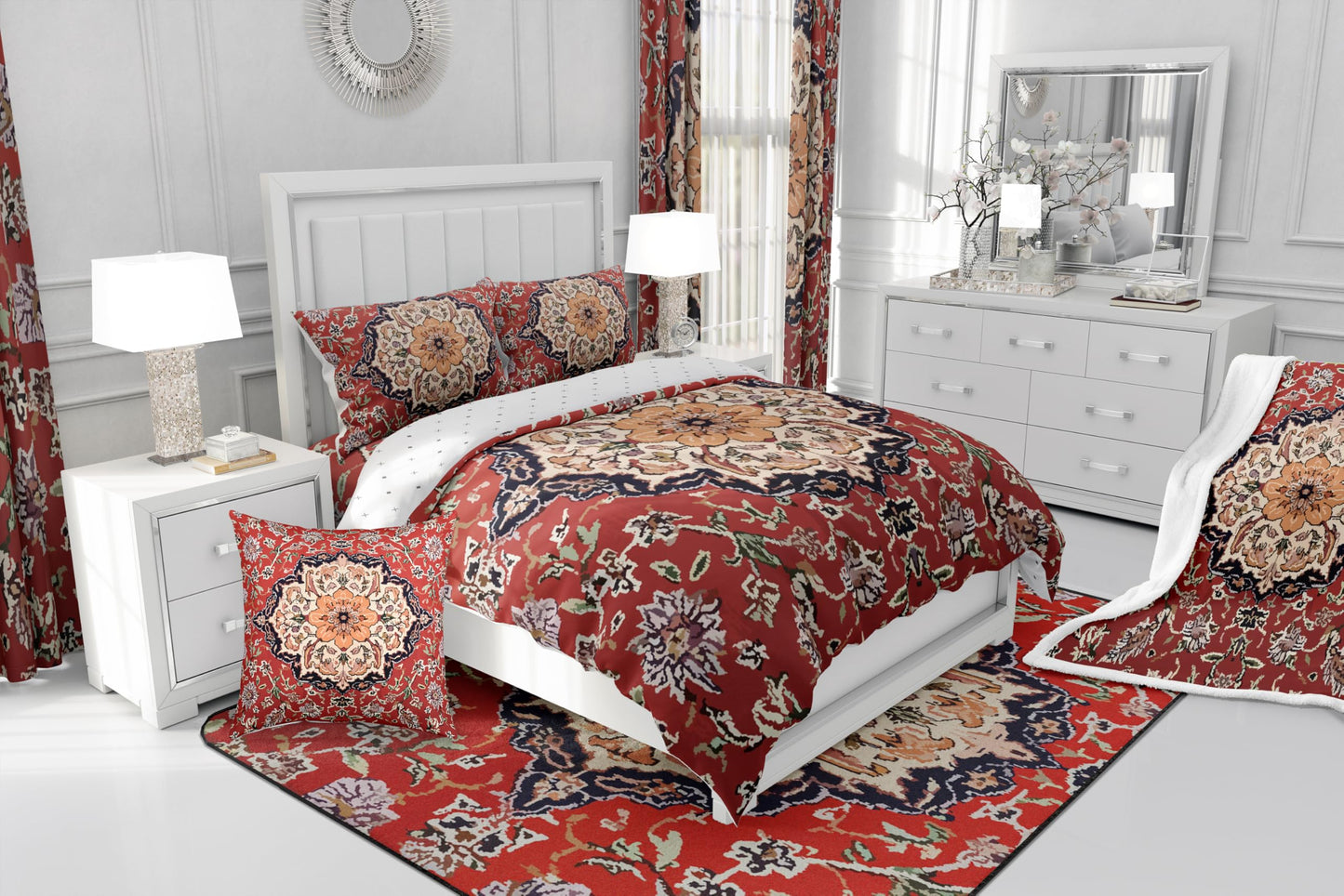 jejeloiu Retro Floral Boho Comforter Set with Sheets 7 Piece Twin Size Boho Bed in a Bag Kids Boys Girls Western Decor Bedding Set Bedroom Decor Breathable Soft Lightweight Microfiber
