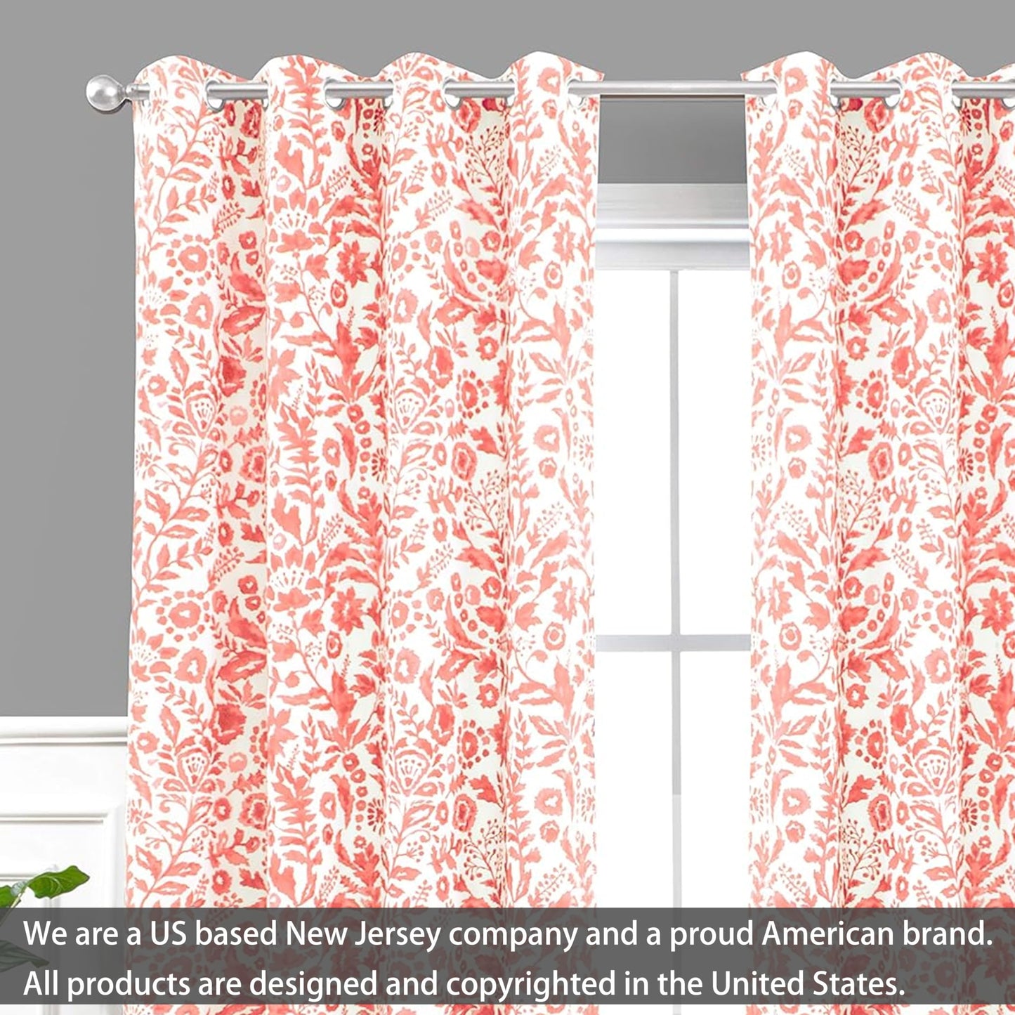 DriftAway Julia Blackout Curtains for Bedroom Blush Floral Watercolor Pattern Double Layer Thermal Insulated Sound Reducing Room Darkening Drapes for Living Room Grommet 2 Panels Each W52 x L84 Blush