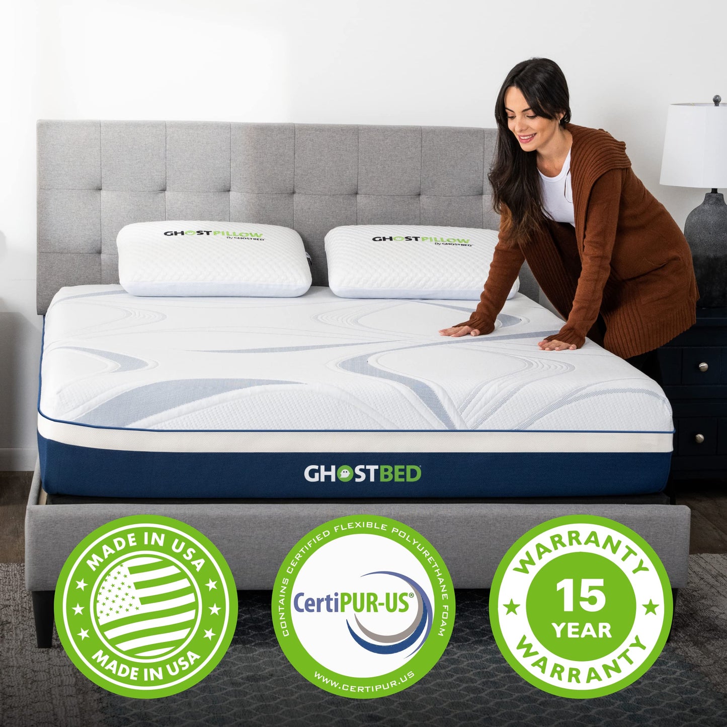 GhostBed Ultimate 10 Inch Mattress - Memory Foam California King Mattress, Medium Firm Feel with Breathable, Cool-to-The-Touch Cover - Made in The USA, CertiPUR-US Certified