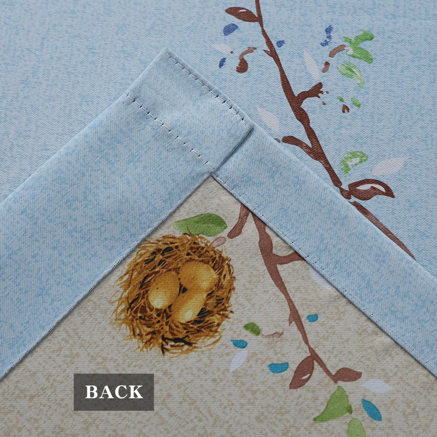 SUOUO Double Sided Patterned Birds Blackout Curtains 84 Inch 2 Panels Rustic Farmhouse Vintage Country Window Drapes for Bedroom Living Room Blue and Khaki
