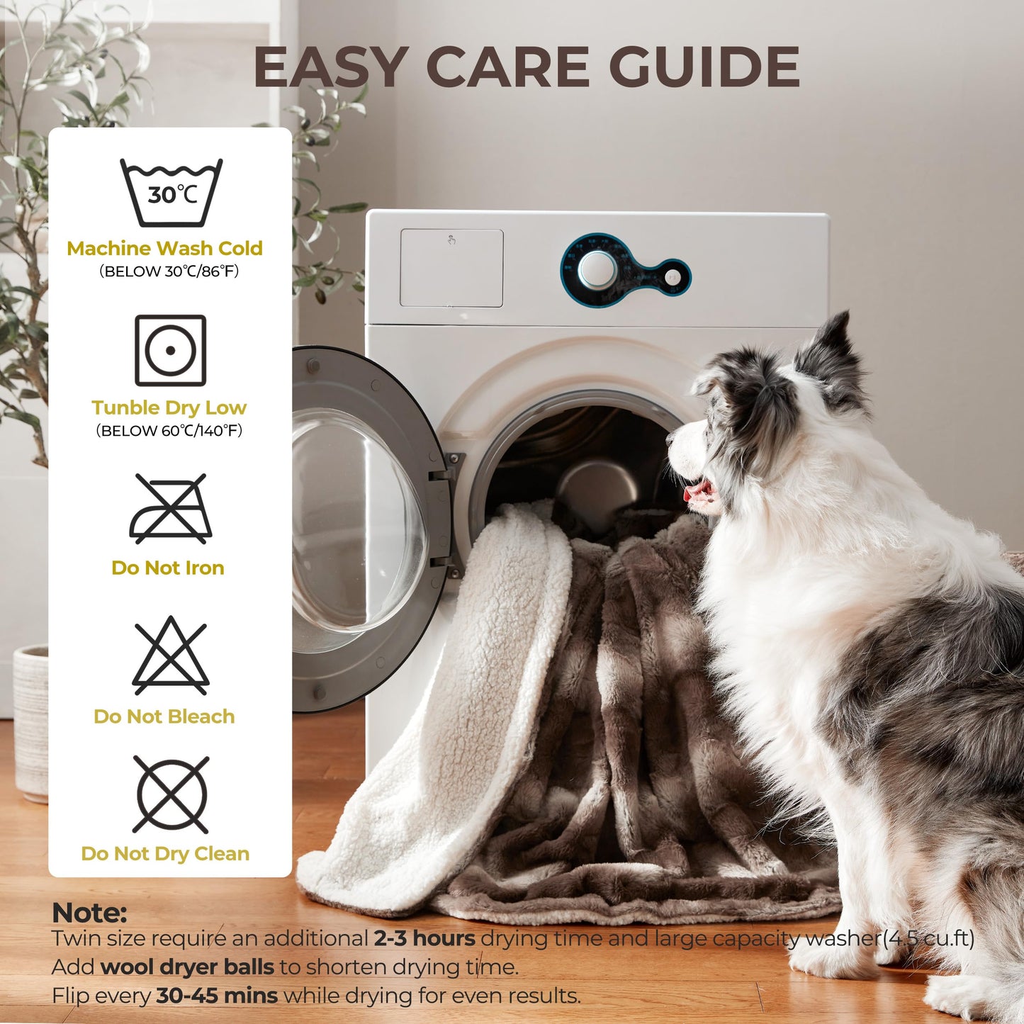 Warmrest Waterproof Dog Blanket for Large Dogs, Dual-Sided Comfort Pet Calming Blanket for Couches, Cozy Cat Blanket Fleece Washable, Reversible Throw Blanket for Furniture Protection, 50"x60", Brown
