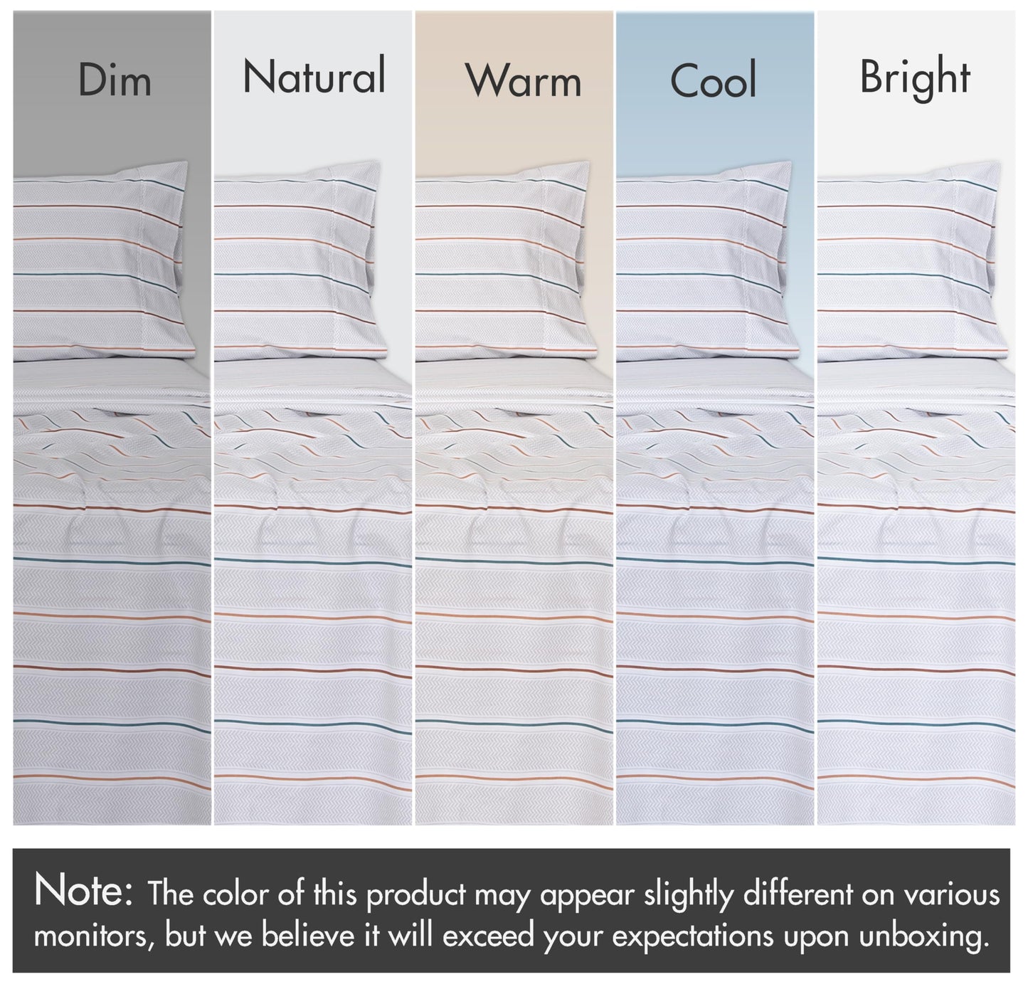 RUVANTI 100% Cotton Percale Sheets Queen Size, Chevron Twill Stripe