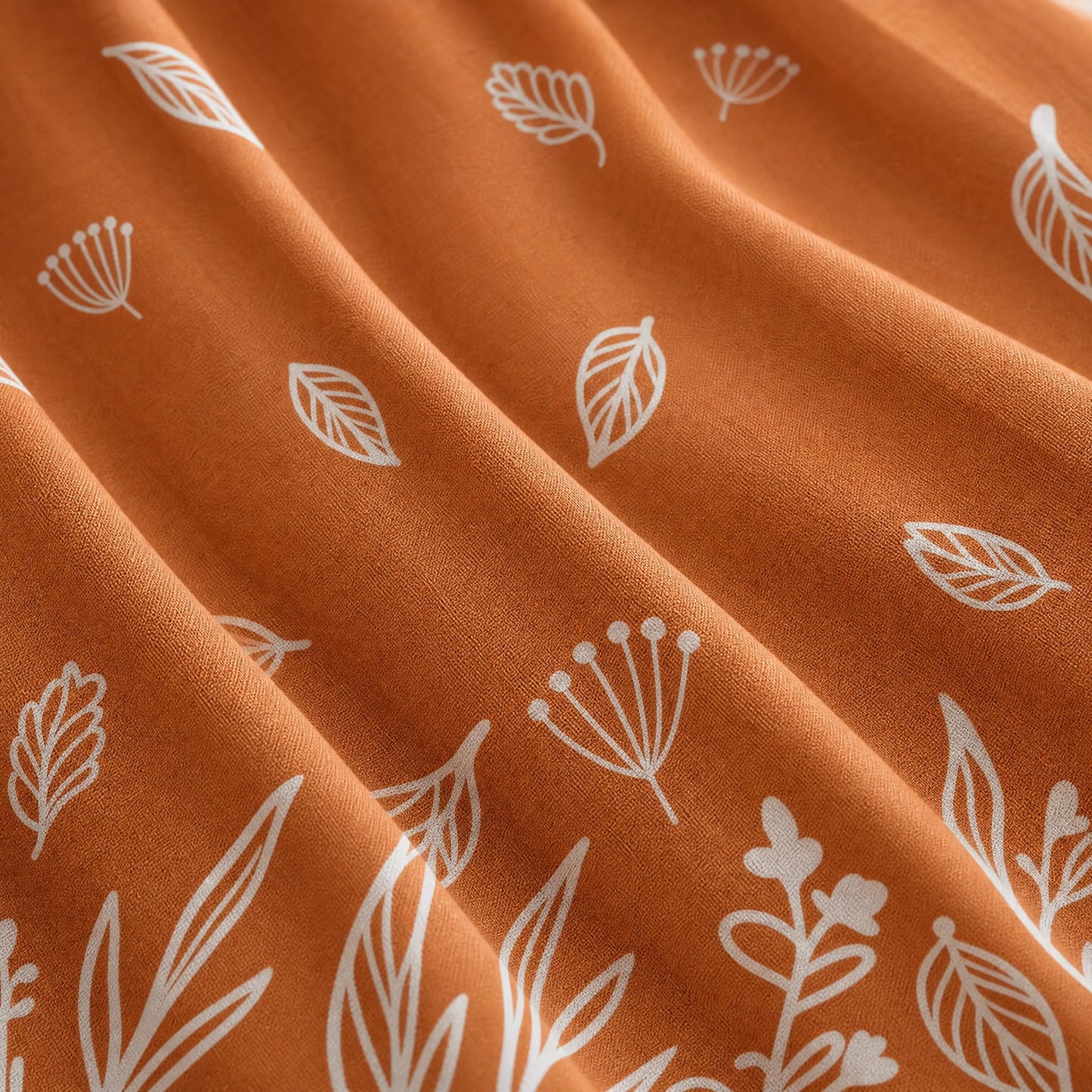Horaldaily Fall Sheer Curtains for Living Room and Bedroom, Thanksgiving Autumn Harvest Orange Wild Flowers Window Curtains, Rod Pocket, 52" W x 84" L, Set of 2 Curtain Panels