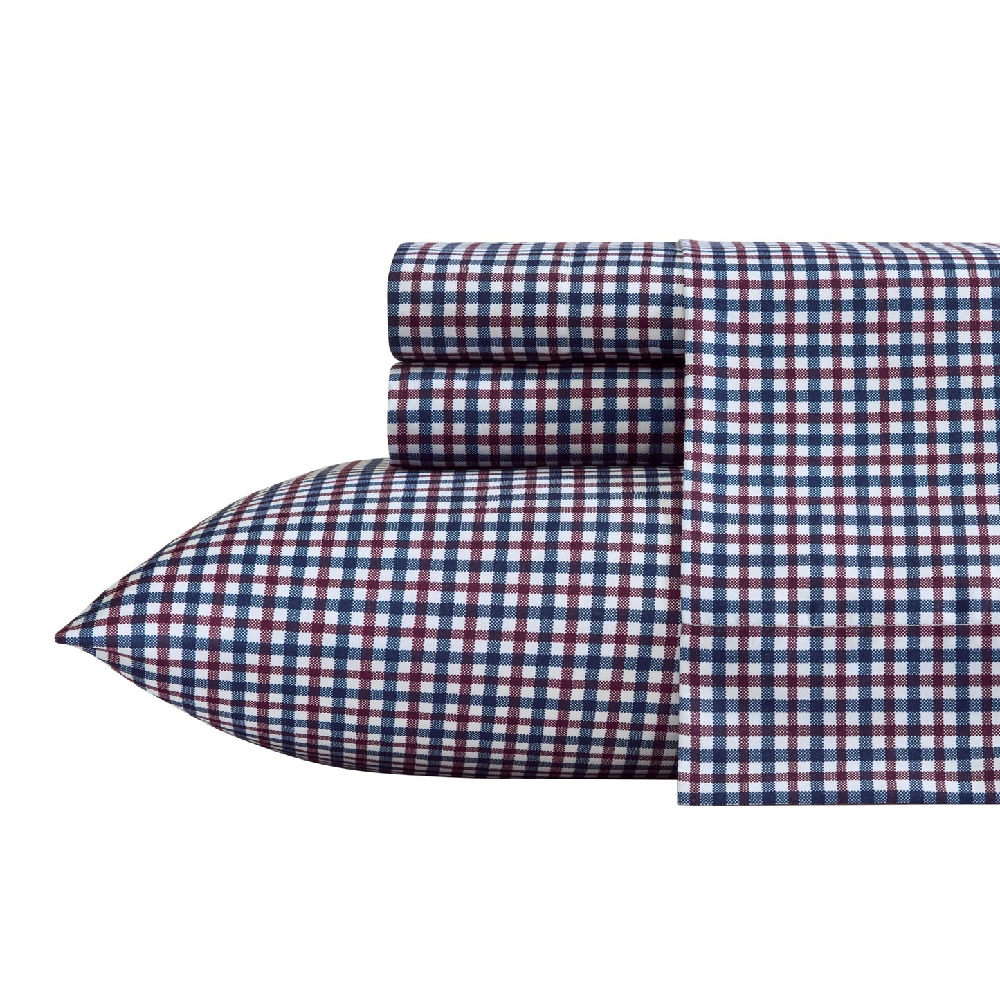 Nautica - Twin Size Sheet Set, Microfiber Bedding with Deep Pocket Fitted Sheet, Bed Sheets with Matching Pillowcase, Heritage Plaid Blue