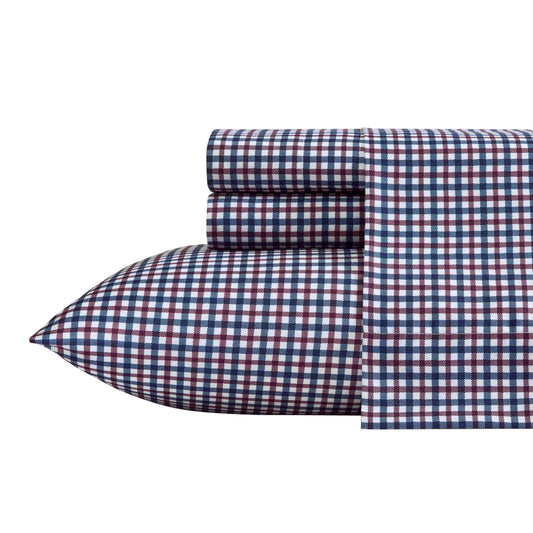 Nautica - Twin Size Sheet Set, Microfiber Bedding with Deep Pocket Fitted Sheet, Bed Sheets with Matching Pillowcase, Heritage Plaid Blue