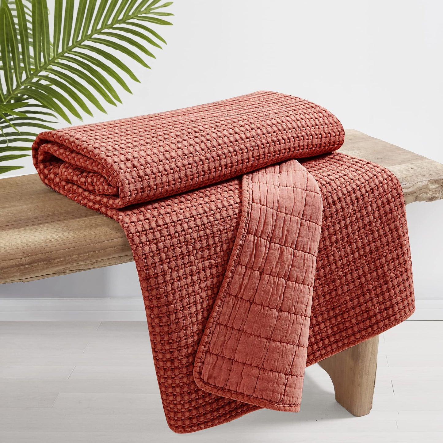 Levtex Home - Mills Waffle - Throw - Adobe Cotton Waffle - Throw Size 50 x 60in.