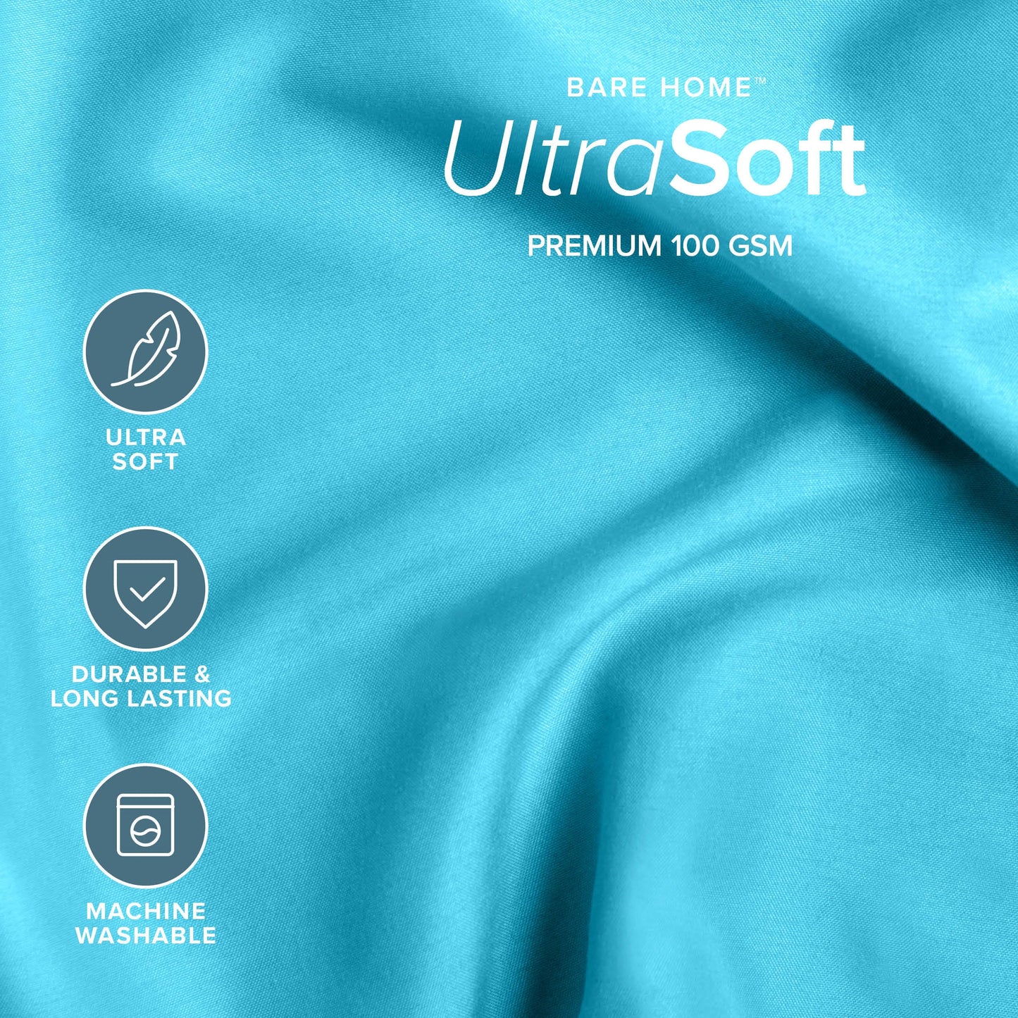 Bare Home Bed-in-A-Bag 5 Piece Comforter & Sheet Set - Twin XL - Goose Down Alternative - Ultra-Soft 1800 Premium Bed Set (Twin XL, Aqua/Aqua)
