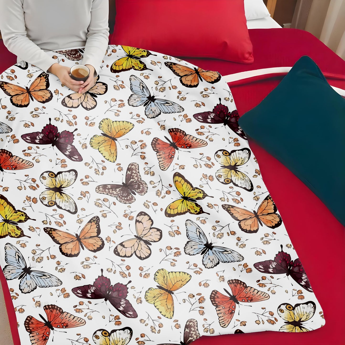 Butterfly - Themed Soft Flannel Blanket Lightweight Decor for Home, Great Gift for All Seasons for Women, Girls, and Lovers of Butterflies (50"x60")