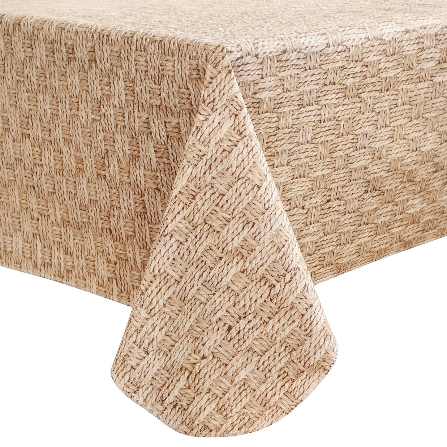 Walrus Heavy Duty Vinyl Tablecloth with Flannel Backing Waterproof Oil-Proof Plastic Table Cloth Stain-Resistant Wipeable Rectangle or Square Table Cover for Indoor and Outdoor (Weave, 54X54 Inch)