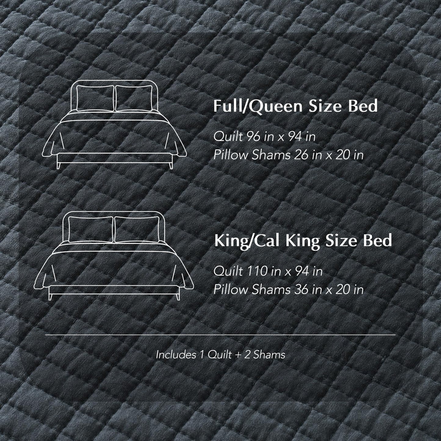 EverGrace 100% Cotton Quilt King Size, Pre-Washed Modern Grid Stitch Lightweight Bedspread Coverlet for All Season, Oversized 3-Piece Bedding Set with 2 Pillow Shams, Midnight Blue