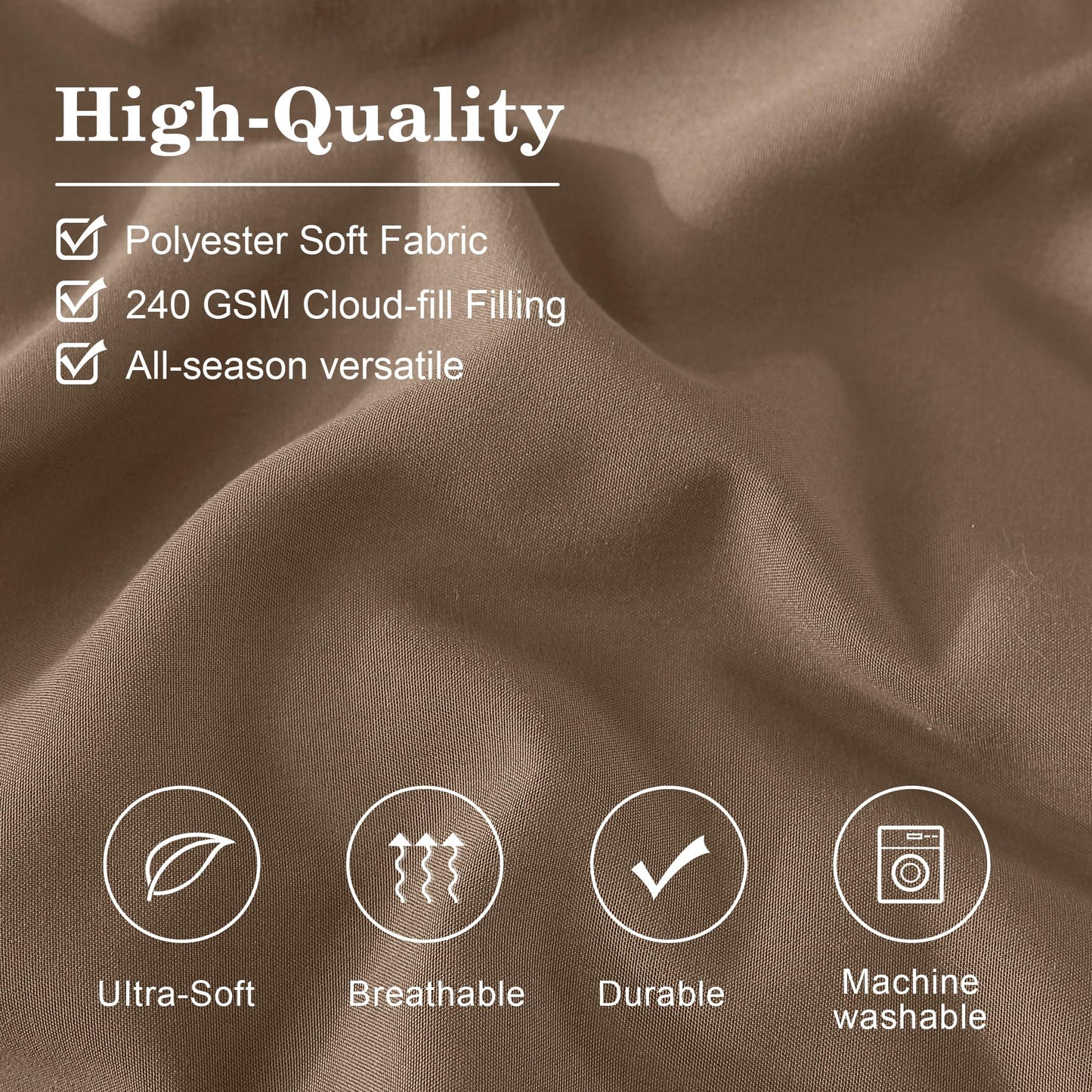 Monbix Queen Comforter Set - 7 Pieces Raw Umber Bed in a Bag Queen Bedding Sets with Comforters, All Seasons Comforter Bed Set with Sheets, Pillowcases & Shams