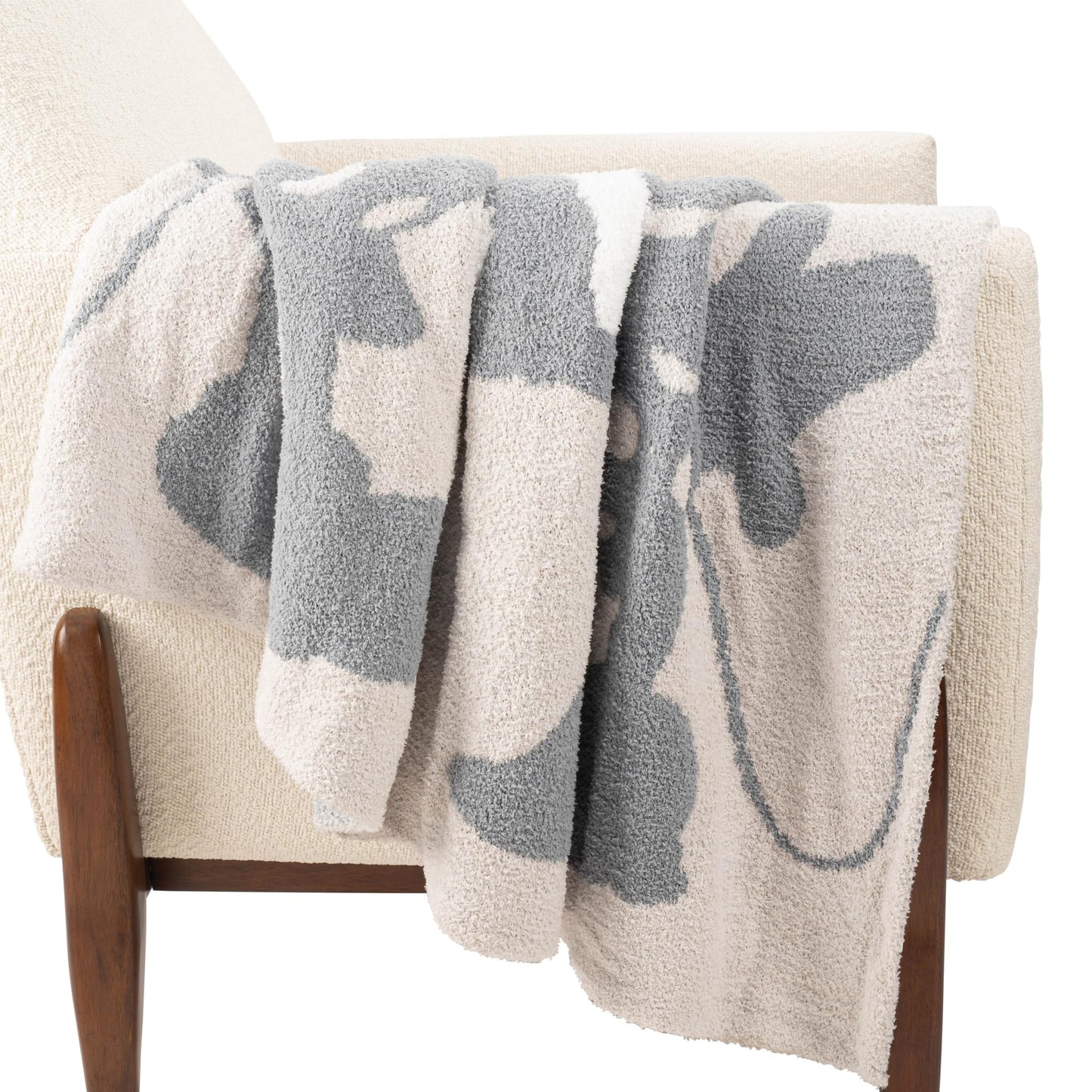 Jay Franco Disney Mickey Mouse & Minnie Mouse Throw Blanket - Cozy 50 x 60 Inch Fluffy Feather Knit Fuzzy Blanket, Gray Stars, Super Soft Lightweight Machine Washable Bedding