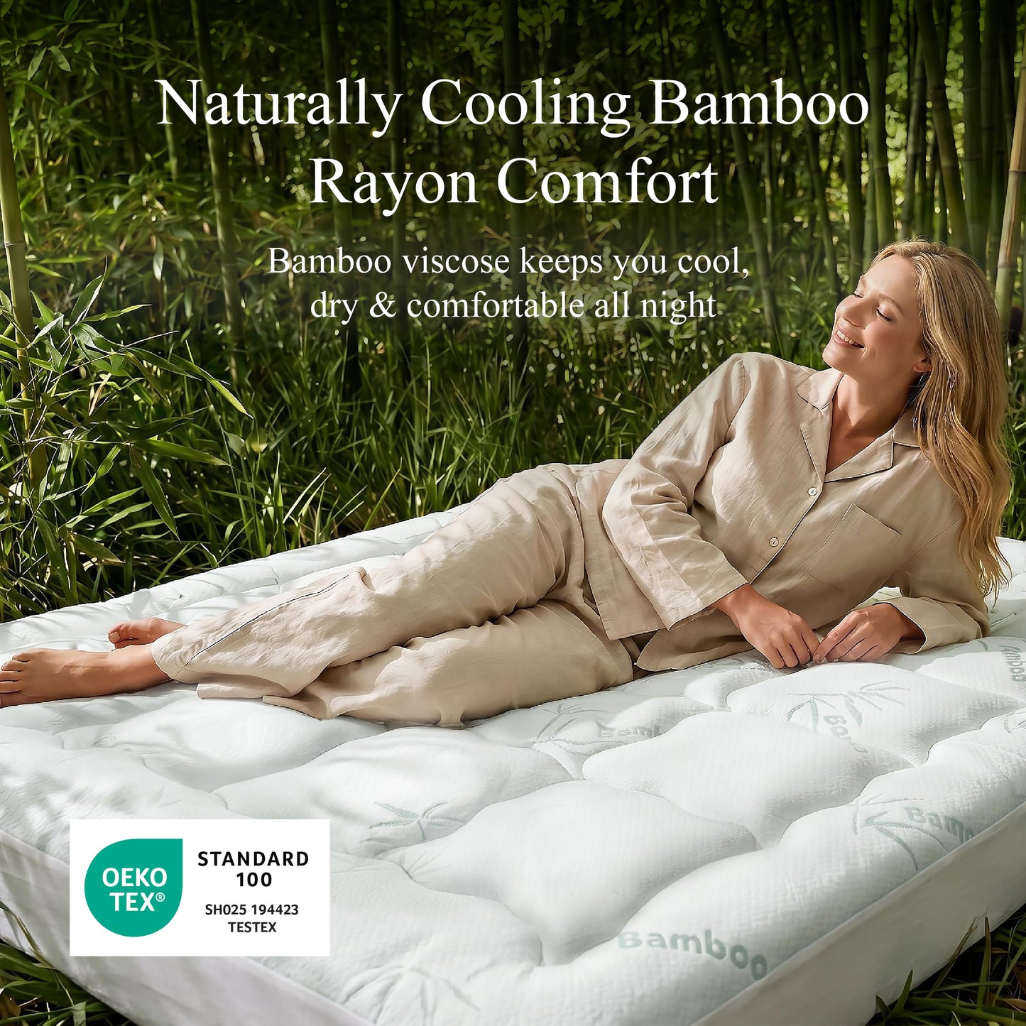 Mattress Topper California King Size - Viscose Made from Bamboo Extra-Thick Pillow Top Mattress Pad for Back Pain Relief - Naturally Cooling for Hot Sleepers with 8-21'' Stretchable Deep Pocket
