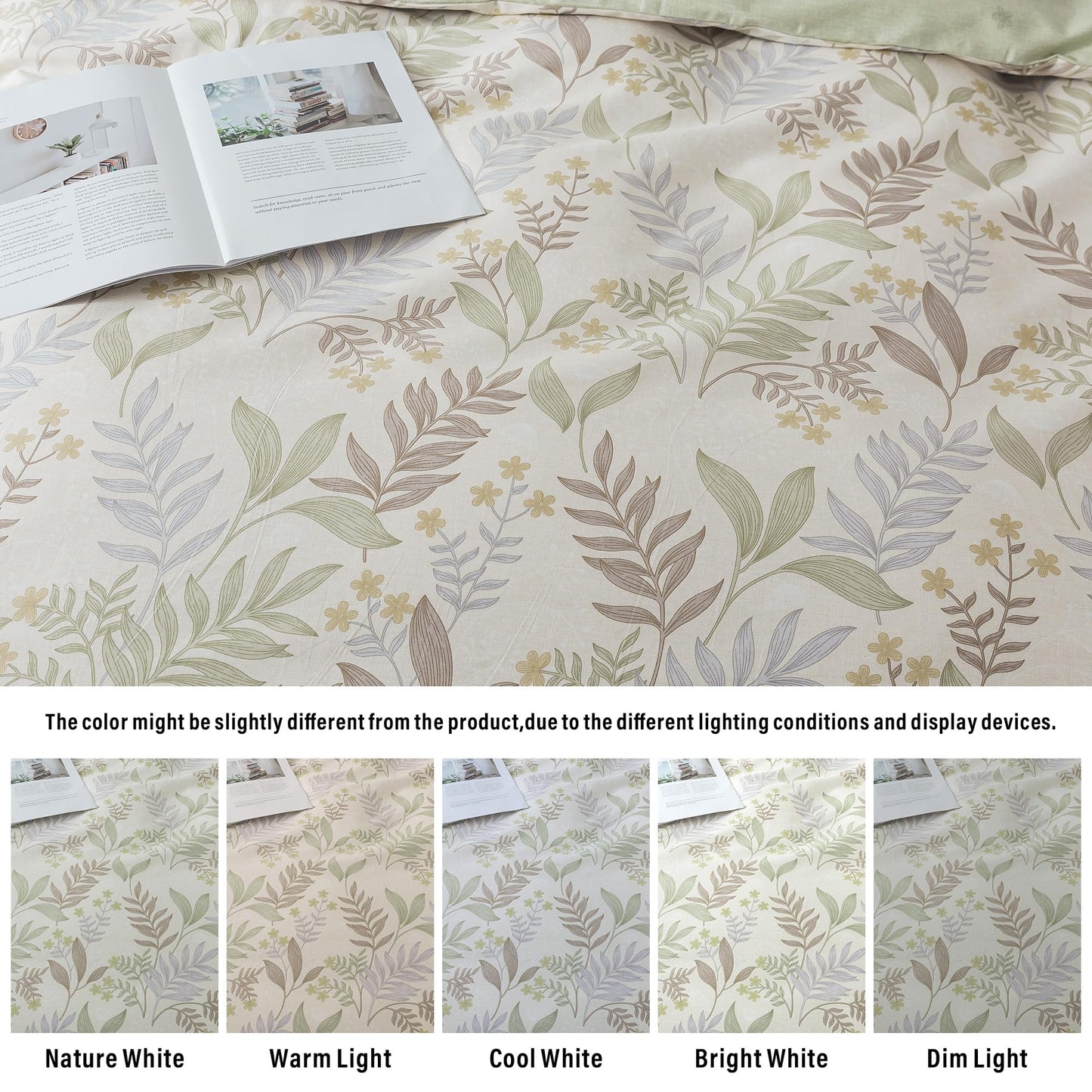 HoneiLife King Size Duvet Cover - 100% Cotton Comforter Cover, Soft & Breathable Floral Bedding Duvet Cover Sets with Zipper Closure & Corner Ties, 3-PC Wildflower Comforter Cover Sets, Blooms