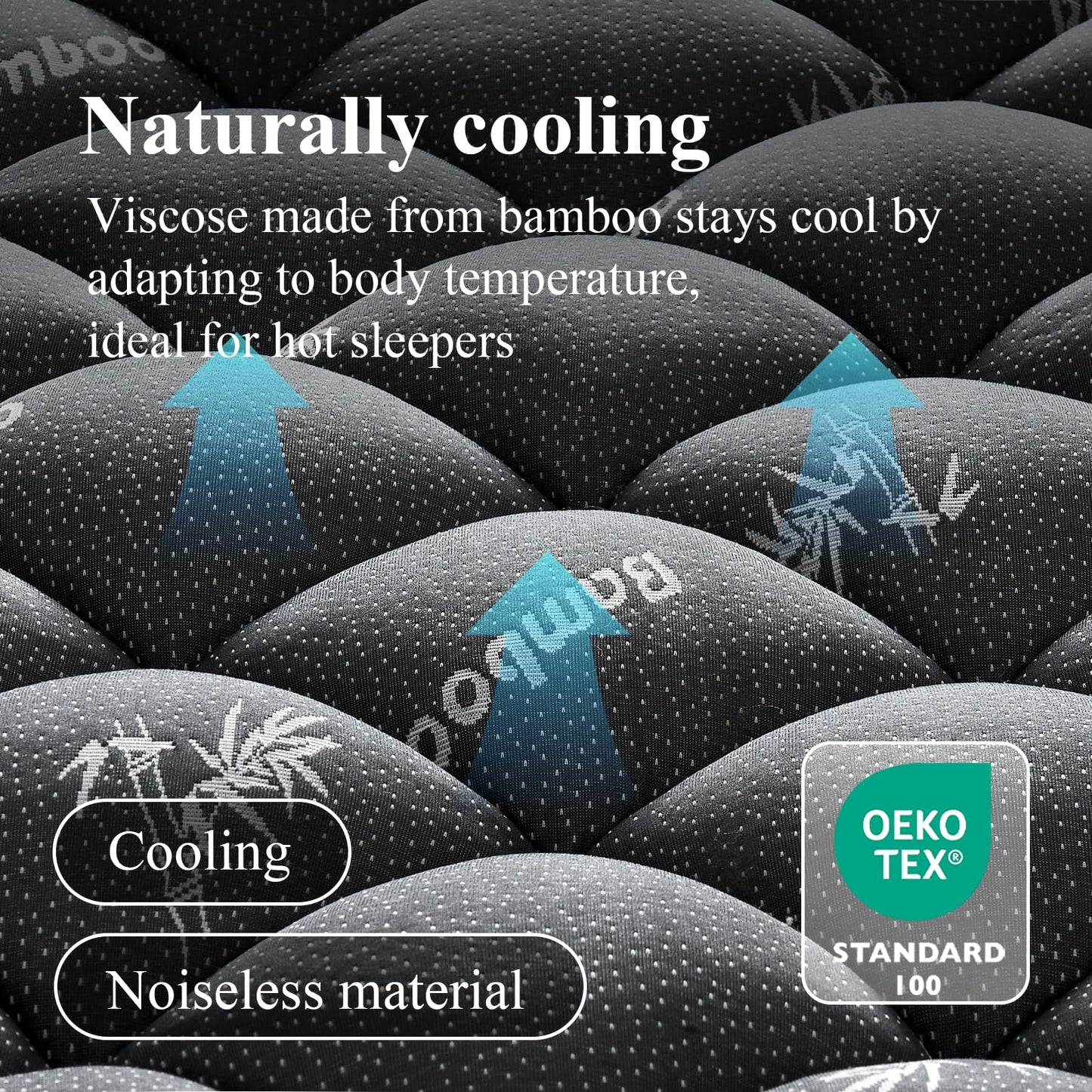 Full Size Mattress Topper, Viscose Derived from Bamboo, Thick Pillow Top Mattress Pad with Deep Pocket Fits 6-18 inches, Cooling for Hot Sleepers, Soft for Back Pain Relief, Premium Dark Grey