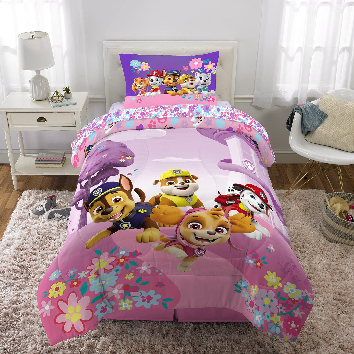 Paw Patrol Girl Kids Bedding Super Soft Comforter and Sheet Set, 5 Piece Full Size, (Officially Licensed Product) by Franco