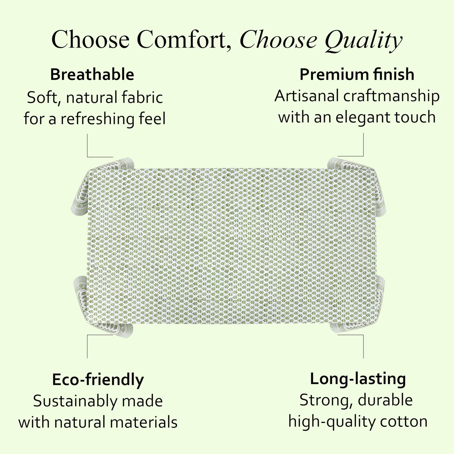 CPC Tablecloth 100% Cotton 60x60 Inch Indian Block Print Square Table Cover, Table Cloth for Weddings, Spring/Summer, Barbeque - Emerald Green