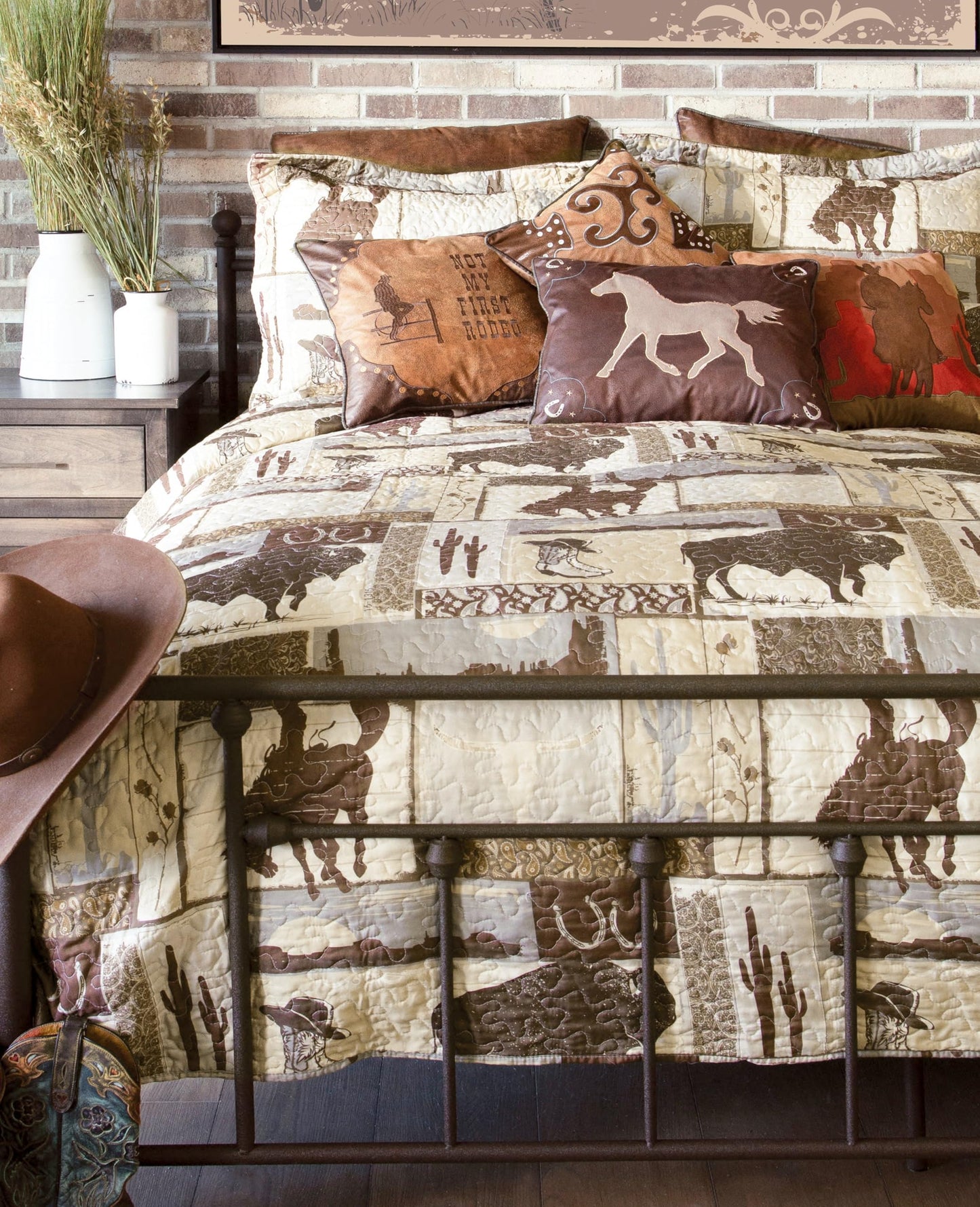 Wrangler Vintage Cowboy Western 3-Piece Quilt Set, King