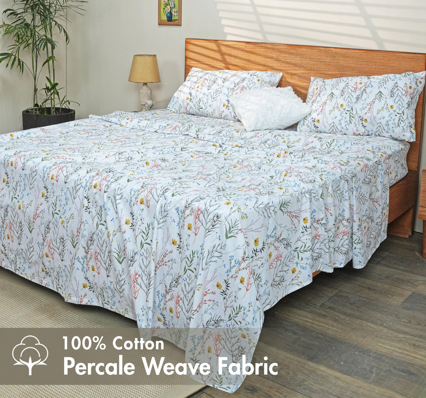 RUVANTI 100% Cotton Percale Sheets Full Size, Aroma
