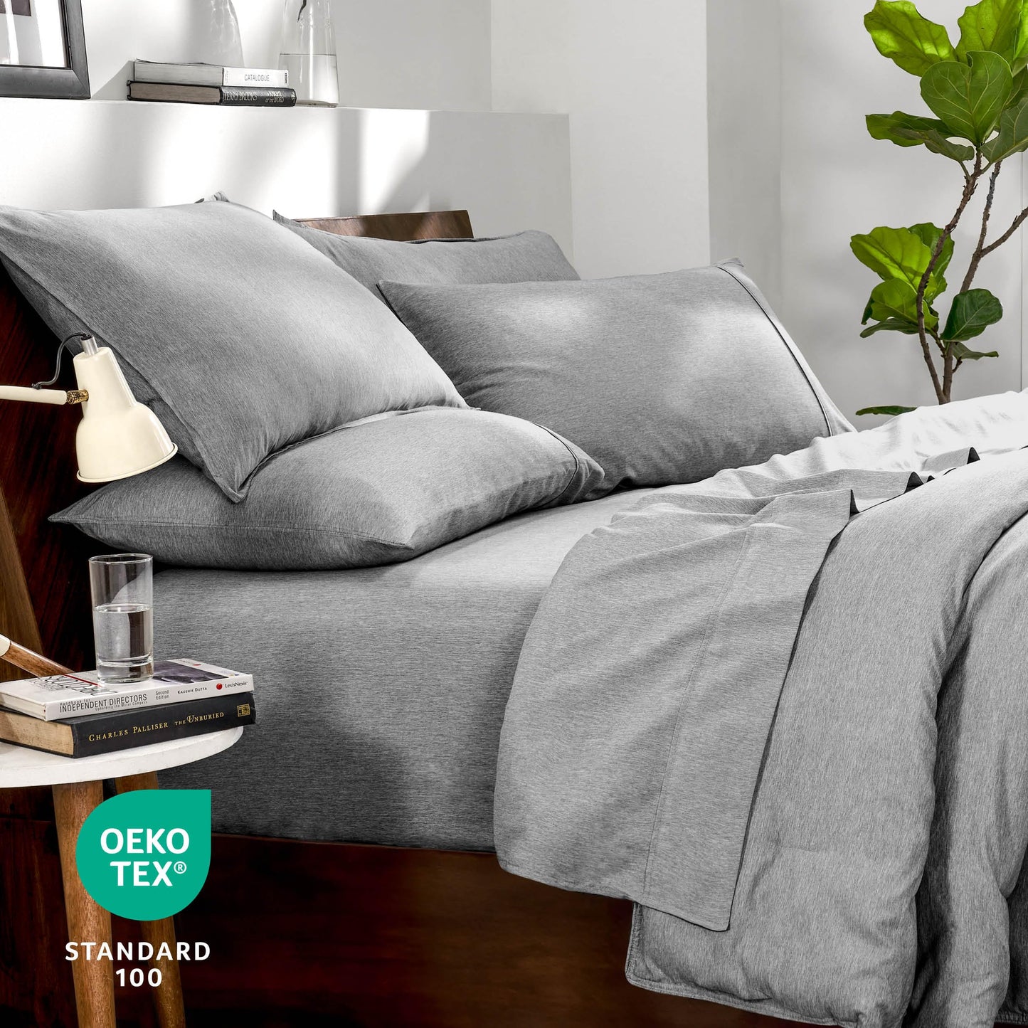 Bare Home Bed-in-A-Bag 5 Piece Comforter & Sheet Set - Twin XL - Goose Down Alternative - Ultra-Soft 1800 Premium Bedding Set - Cationic (Twin XL, Heathered Charcoal)