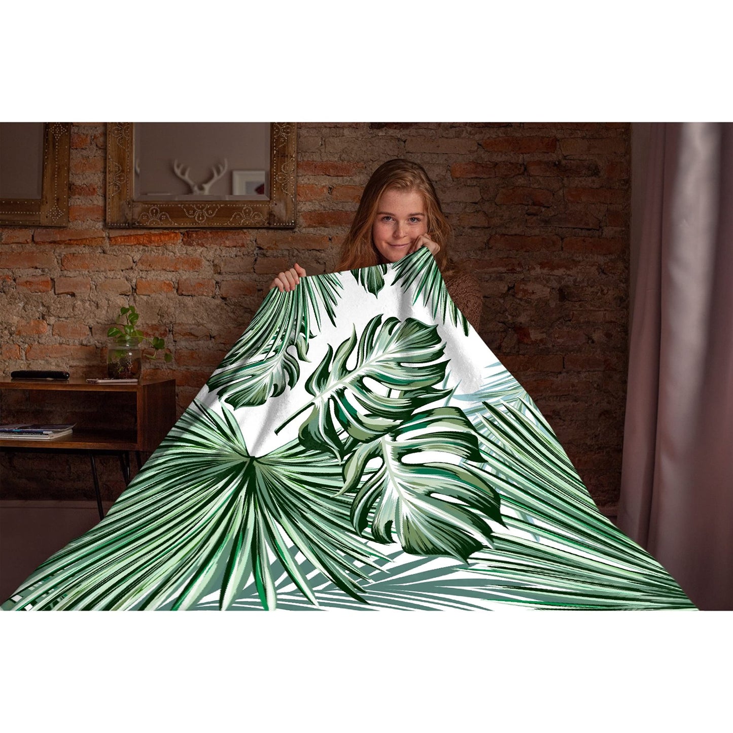 Softerhug Blanket Monstera Deliciosa Palms Tropical Plants Soft Cozy Throw Lightweight Microplush Blankets for Couch Bed Sofa All Season Warm-50"x40" Small for Kids