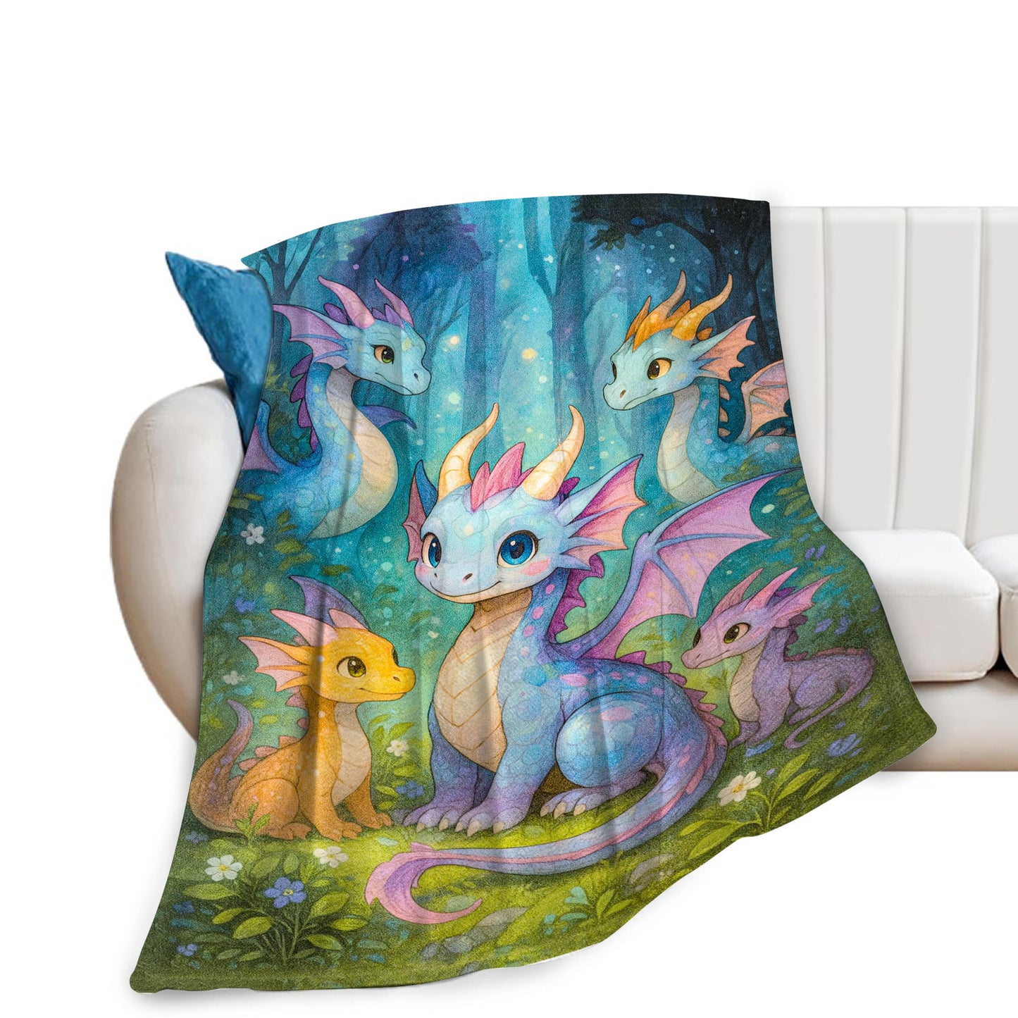 Dragon Blanket Cartoon Western Dragon Throw Blanket Fuzzy Plush Super Fleece Plush Soft Cozy Warm Stuff Bedding Nursery Toddler Baby Blankets Gifts for Boys Girls Kids Adult Men Women 40"X50"