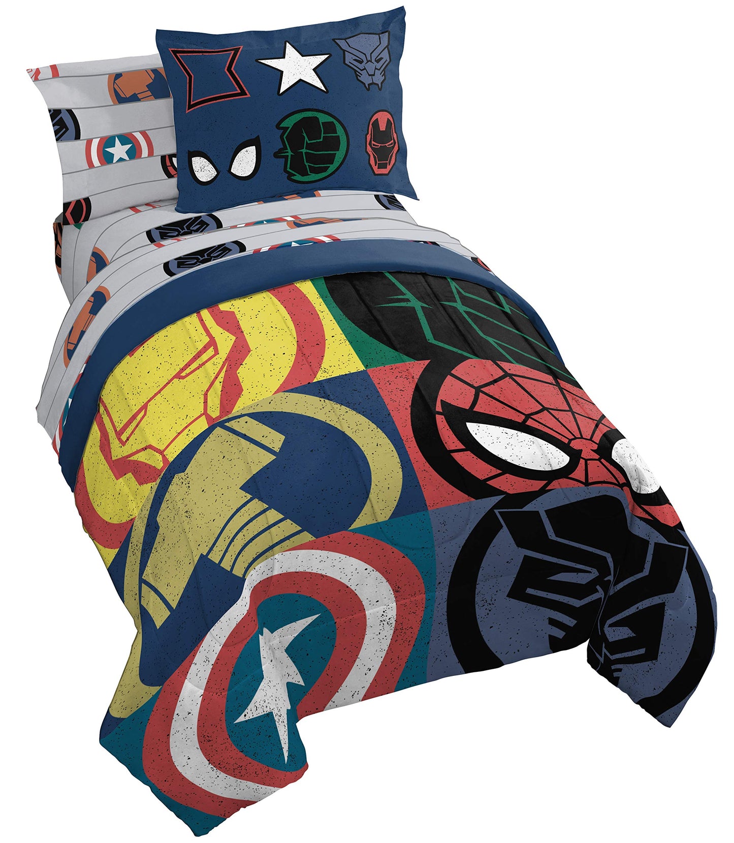 Jay Franco Marvel Avengers 5 Piece Twin Comforter Set - Bed in a Bag with Captain America, Hulk, Iron Man, Thor - Super Soft Fade Resistant Microfiber Kids Superhero Bedding (Official Marvel Product)