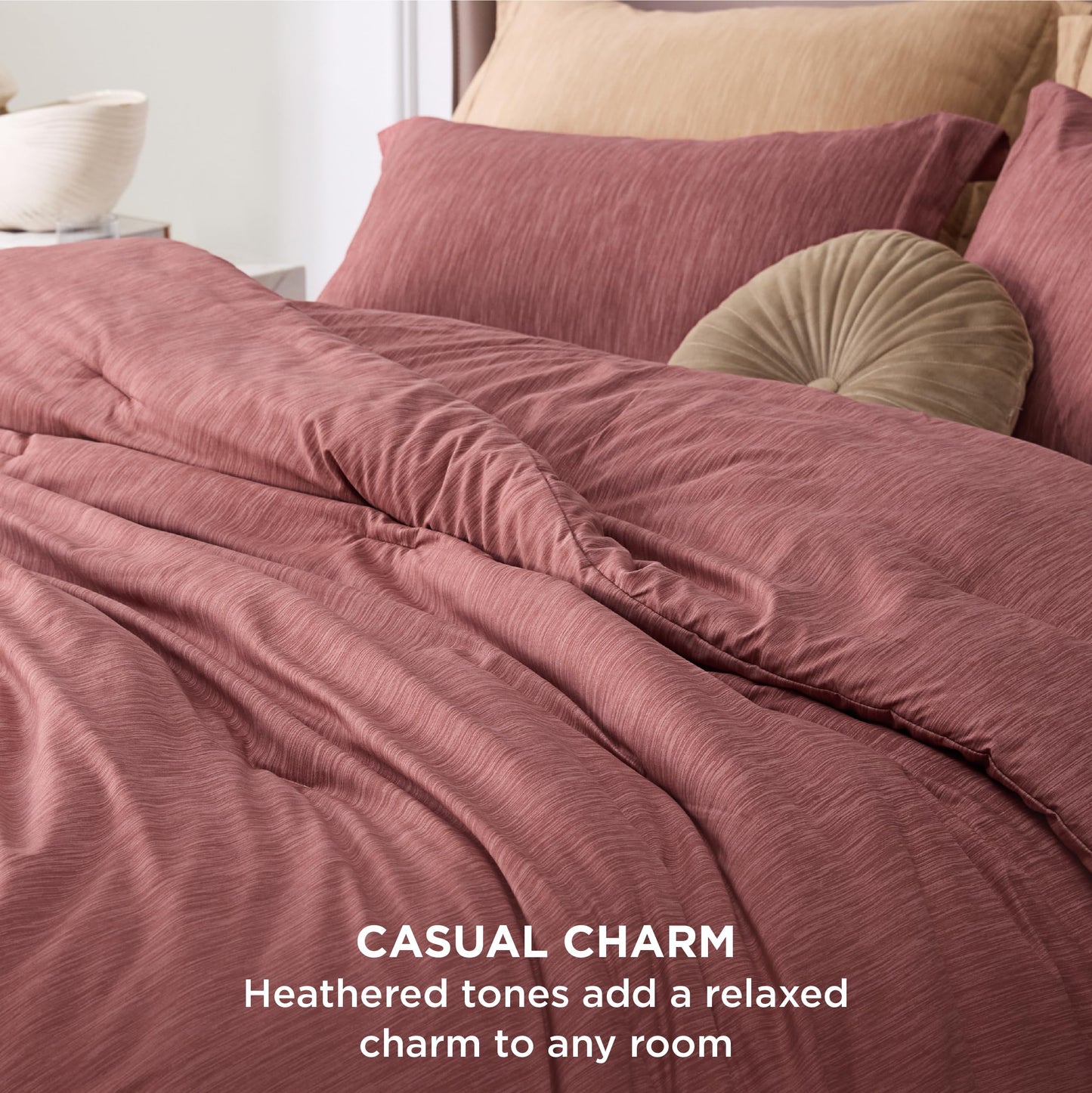 Bedsure California King Comforter Set - Pink Clay Soft Bedding for All Seasons, Cationic Dyed Bed Set, 3 Pieces, 1 California King Size Comforter (104"x96") and 2 Pillow Shams (20"x36"+2")