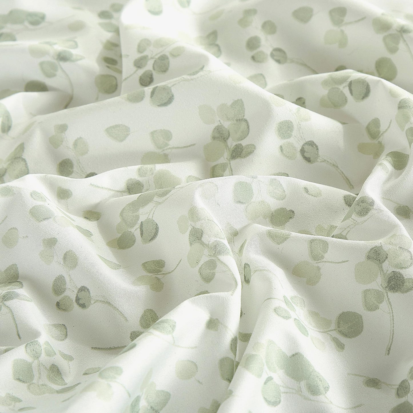 Chezmoi Collection Arbor 4-Piece Floral Bed Sheet Set - Soft Green White Printed Microfiber 14-Inches Deep Pocket Sheets & Pillowcases Set, California King