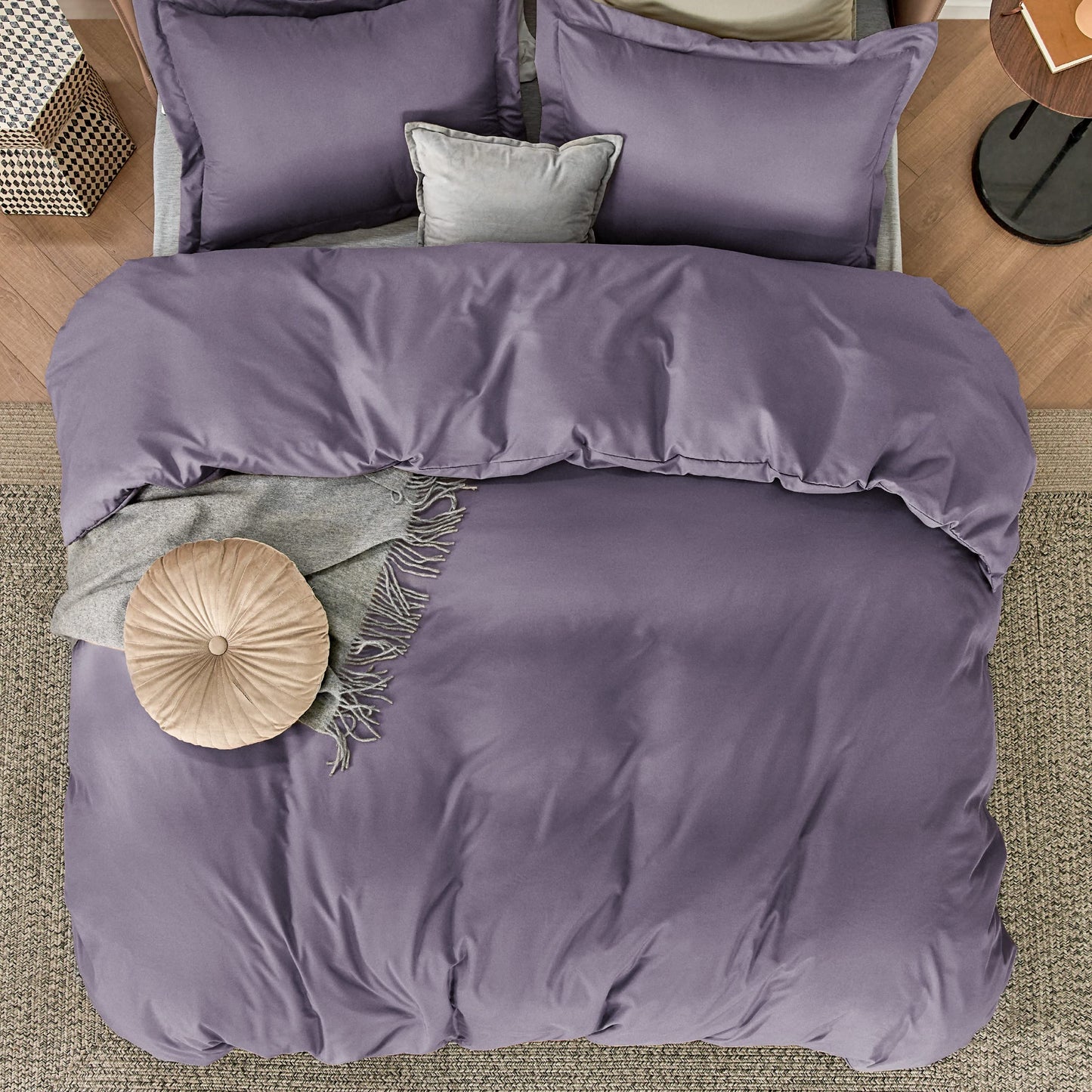 Bedsure Duvet Cover Queen Size - Soft Double Brushed Bedding Set for Kids & Adults, Zipper Closure, 3 Pieces, Includes 1 Duvet Cover (90"x90") & 2 Pillow Shams, NO Comforter, Dusty Purple
