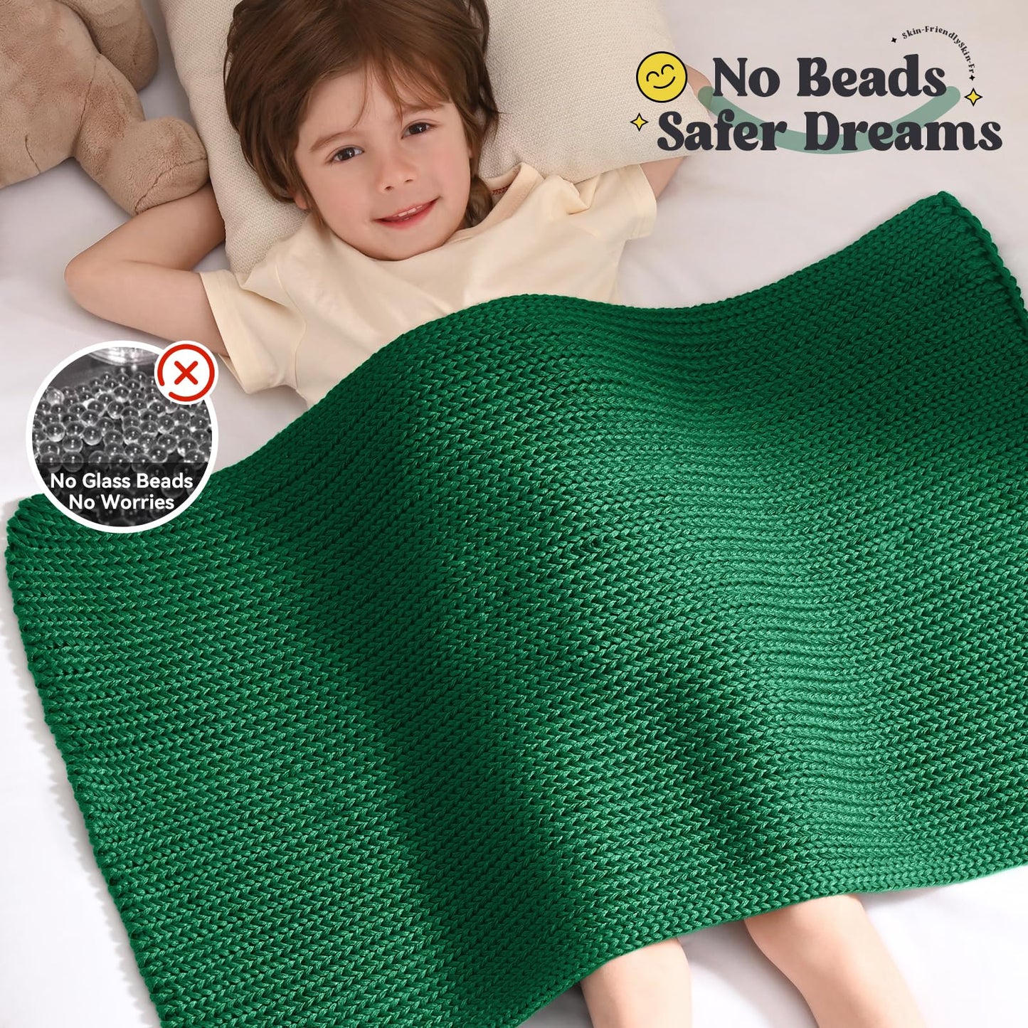Guohaoi Knitted Weighted Blanket for Adults (Green 60"x80" 15lbs) No Beads Cooling Throw Blanket for Hot Sleepers, Home Decor Breathable Chunky Knit Heavy Blanket Use on Queen/King Size Bed