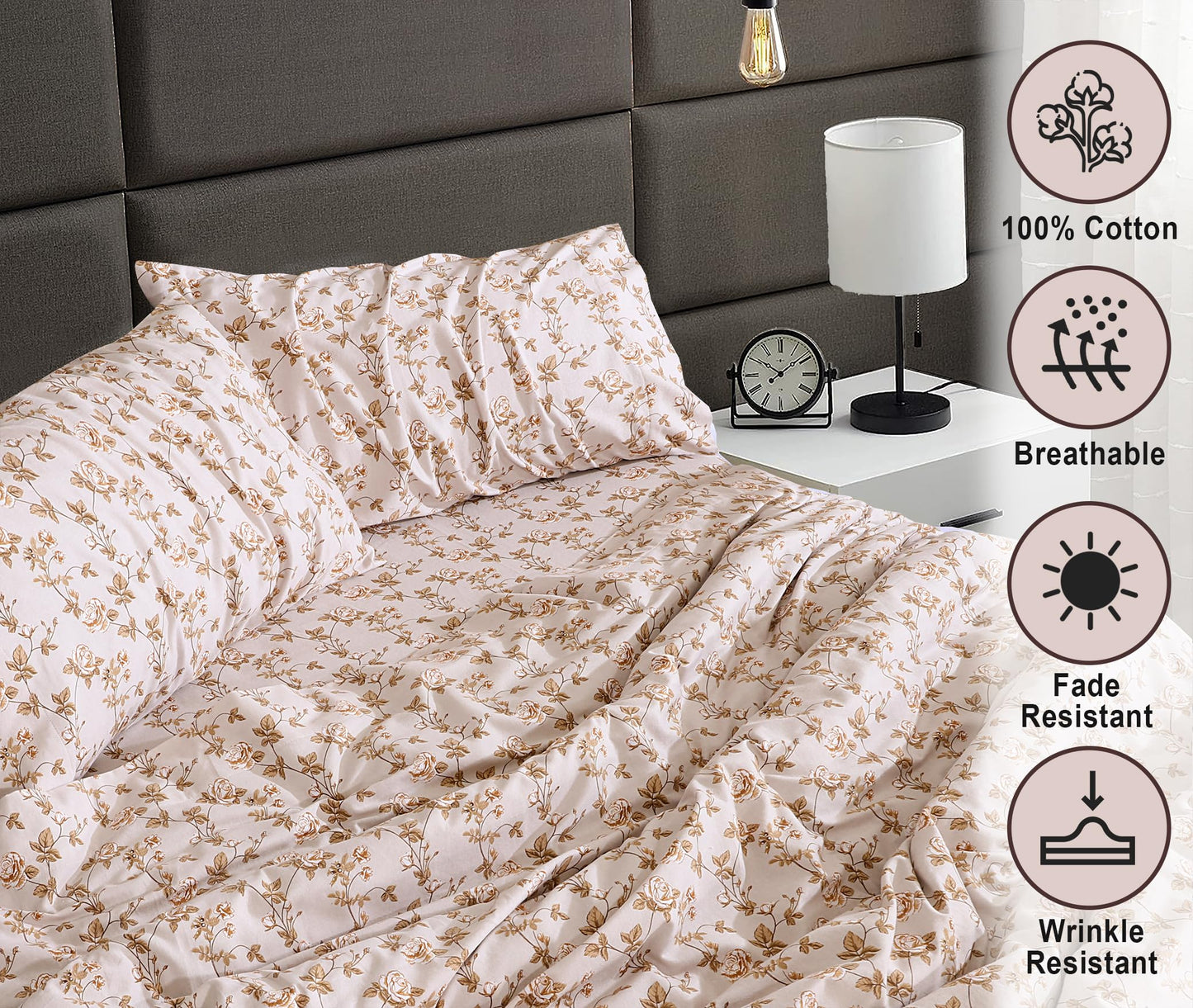 RUVANTI Flannel Sheets Queen Size - 100% Cotton Double Brushed Bed Sheets, Deep Pockets 16 Inches Queen Sheet Set, All Seasons Breathable & Extra Soft - Warm & Cozy, 4 Piece, Dazzale