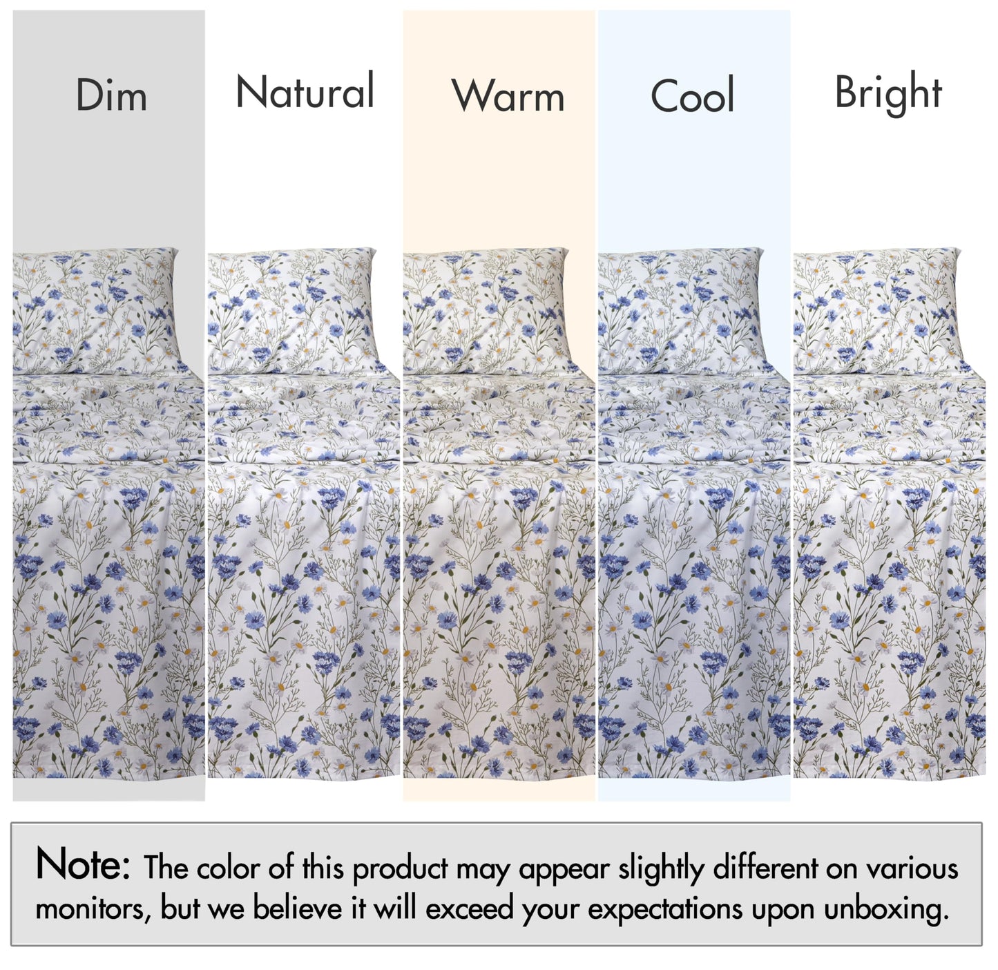 RUVANTI 100% Cotton Percale Sheets Full Size, Sweet Pea