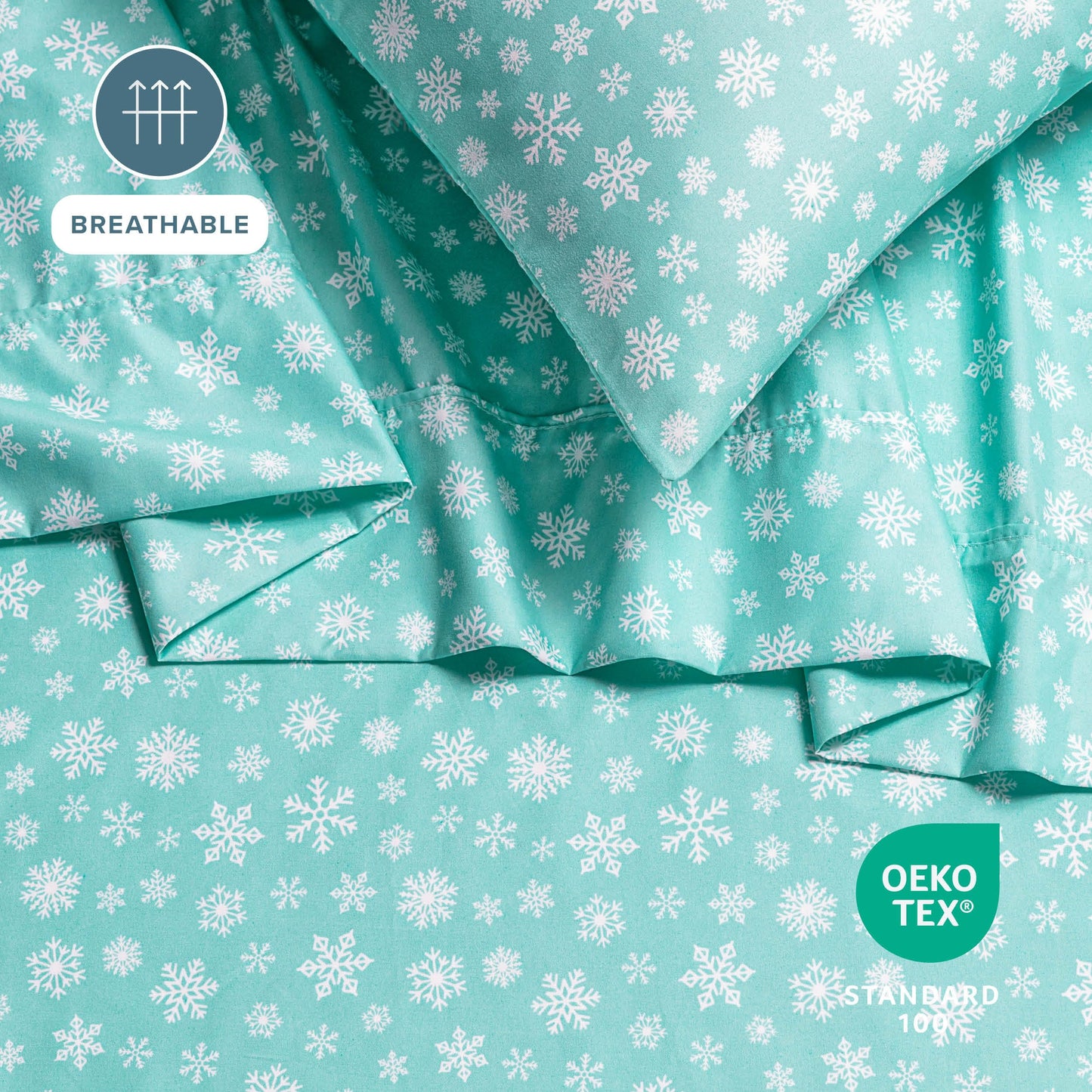 Bare Home Queen - Christmas Sheet Set - Luxury 1800 Ultra - Double Brushed Soft Microfiber - Deep Pockets - Easy Fit - 4 Piece Set - Holiday Bed Sheets (Queen, Snowdrift)