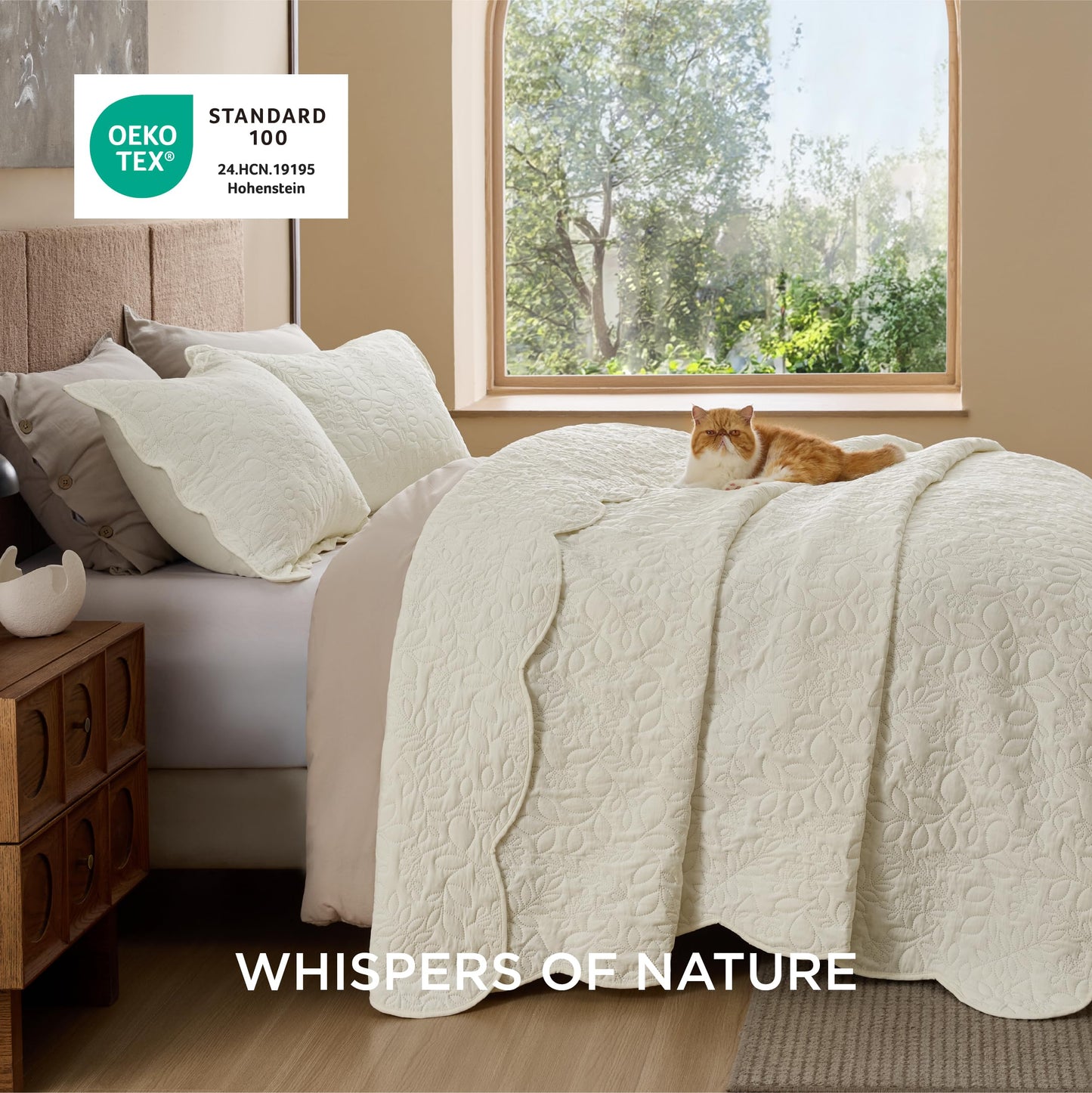 Bedsure Quilts Queen Size - Ultra Soft Pre-Washed Cloud-Like Bedding, All-Season Lightweight Comforter for Country Bedroom, Leaf Design Coverlet in Cream Yellow, 90 x 96 Inches