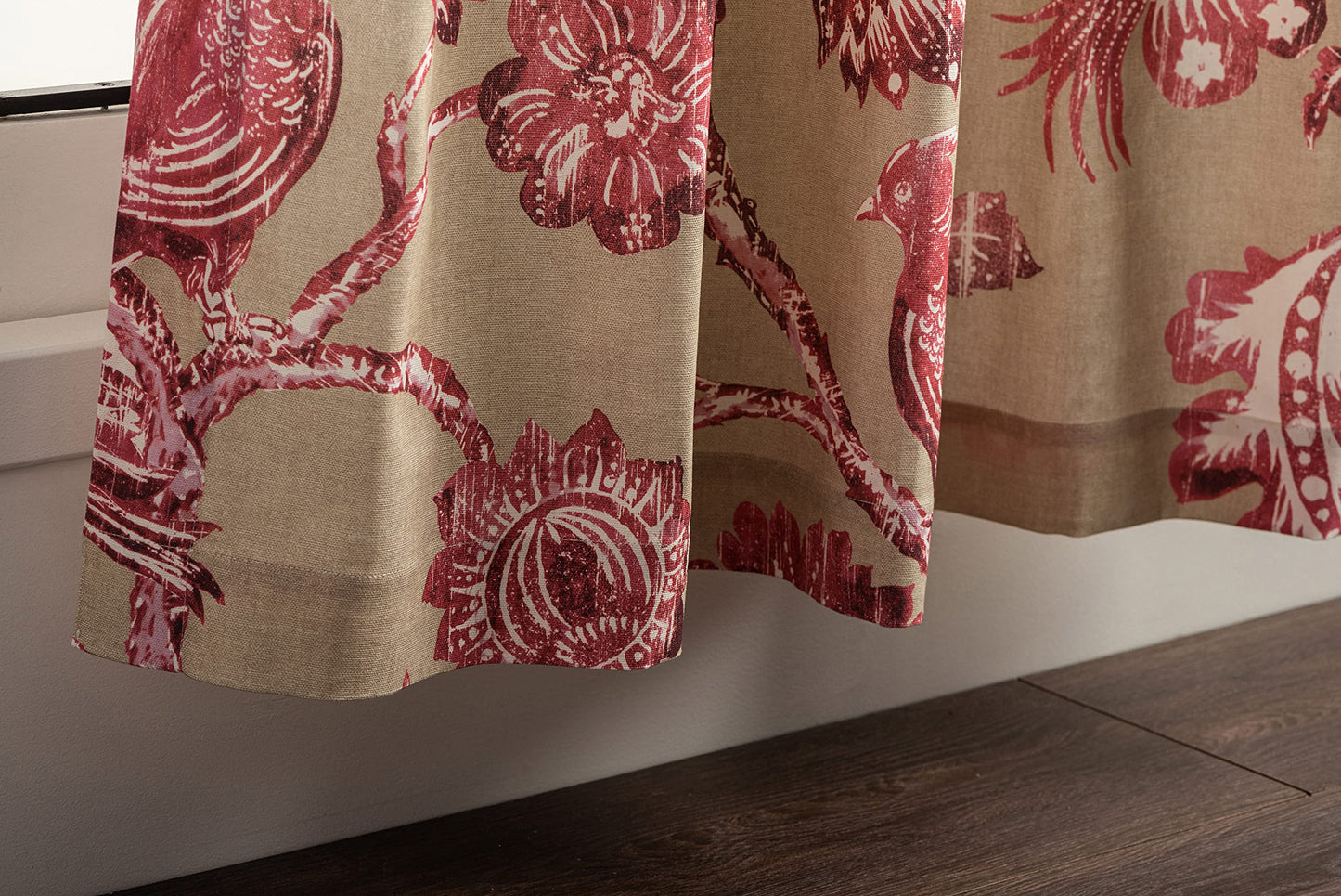 Maison d' Hermine Curtains for Living Room 100% Cotton 96 inch Length One Panel Light Filtering Curtains for Windows with Rod and Loop Pockets Spring Summer (Bowral, 50" W x 96" L)