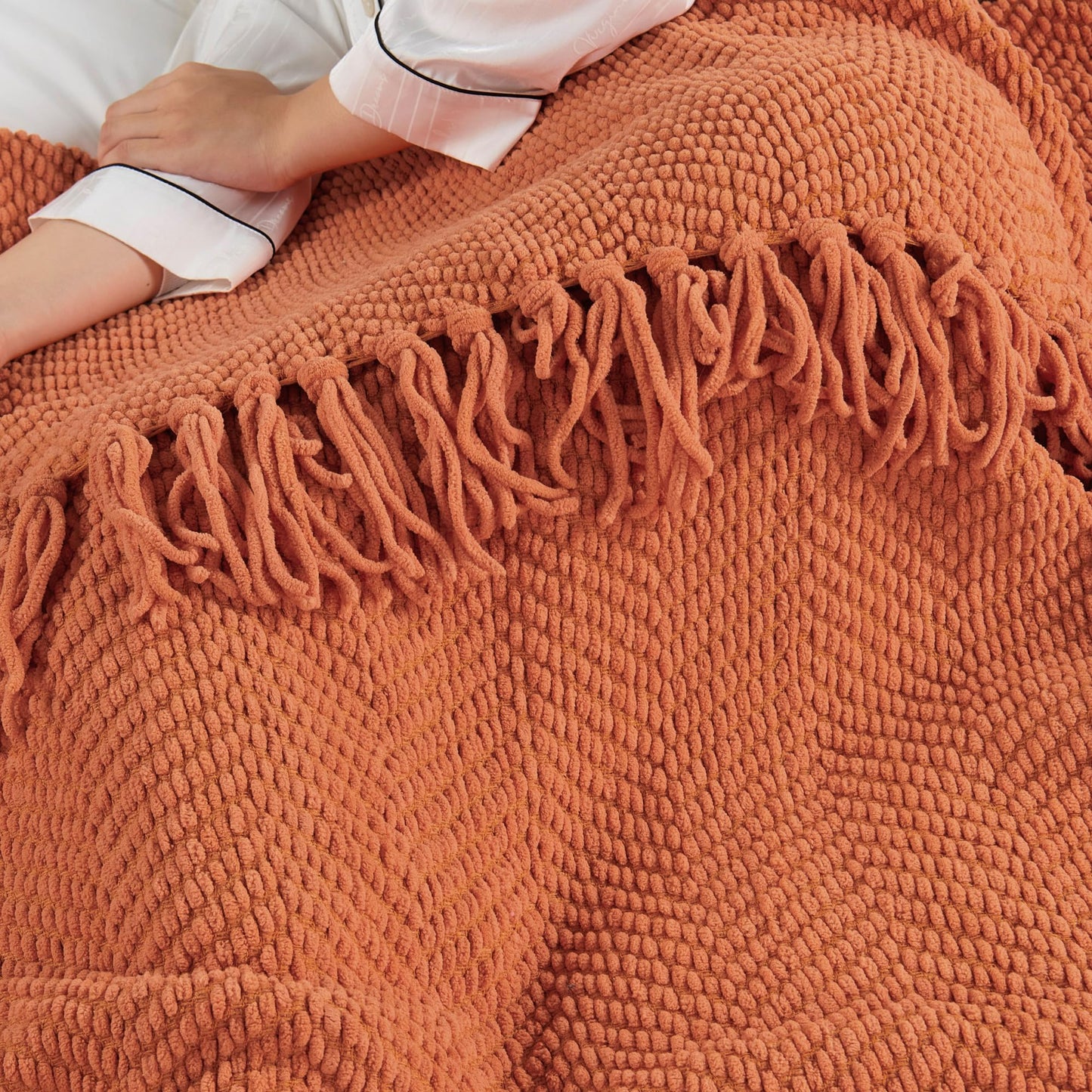 Home Soft Things Throw Blanket Knitted Tweed Throw 50'' x 60'', Rust, Super Soft Cozy Warm Comfortable Breathable Throw for Living Room Chair Couch Bed Sofa Bedroom Home Décor