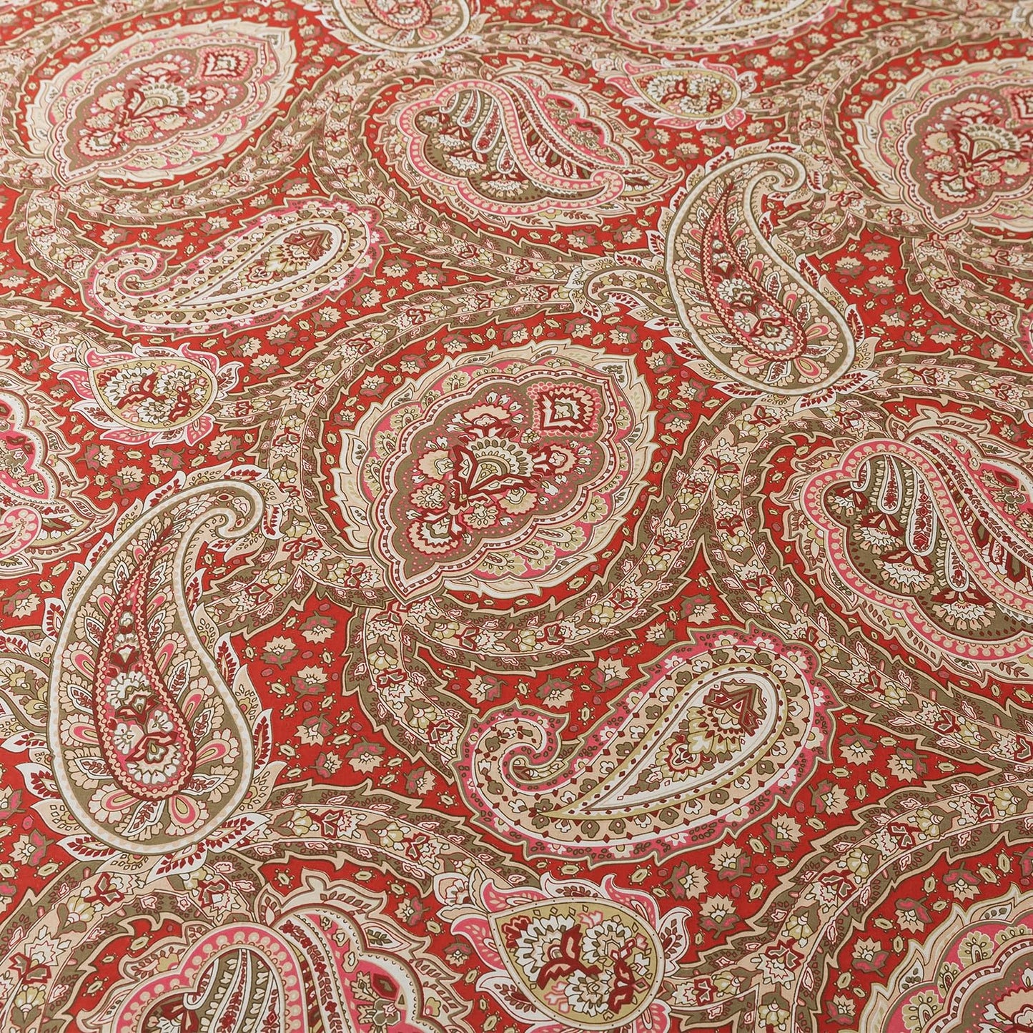 Zusbest Queen Size Bed Sheet Set 100% Cotton Burgundy Red Paisley Patterned Sheets Luxury Soft Breathable Crispy Cooling Percale Boho Bed Set Deep Pocket 17.5 Inches, 4 Pieces