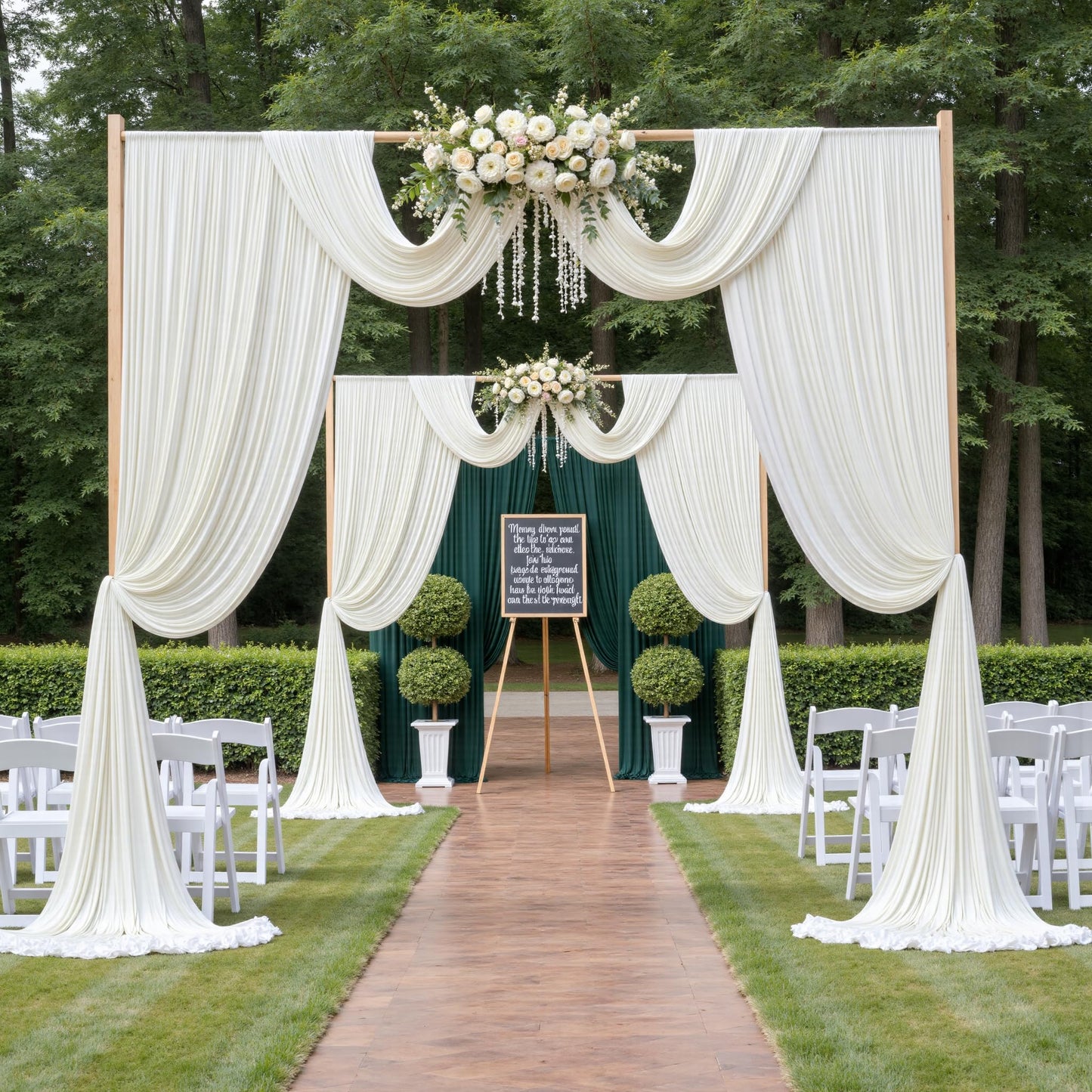 10ft×12ft Ivory Backdrop Curtain for Wedding Parties, 2 Panels Wrinkle Free Polyester Photo Backdrop Drapes Back Drop Cloth for Birthday Photography Background