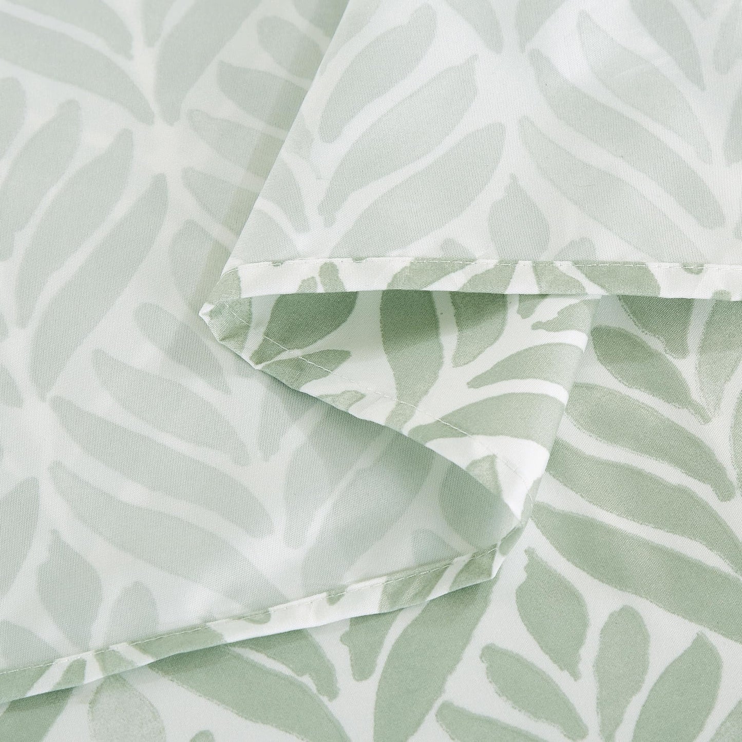 Chezmoi Collection Medina 4-Piece Tranquil Leaf Bed Sheet Set - Soft Green White Leaves Printed Microfiber 14-Inches Deep Pocket Sheets & Pillowcases Set, California King
