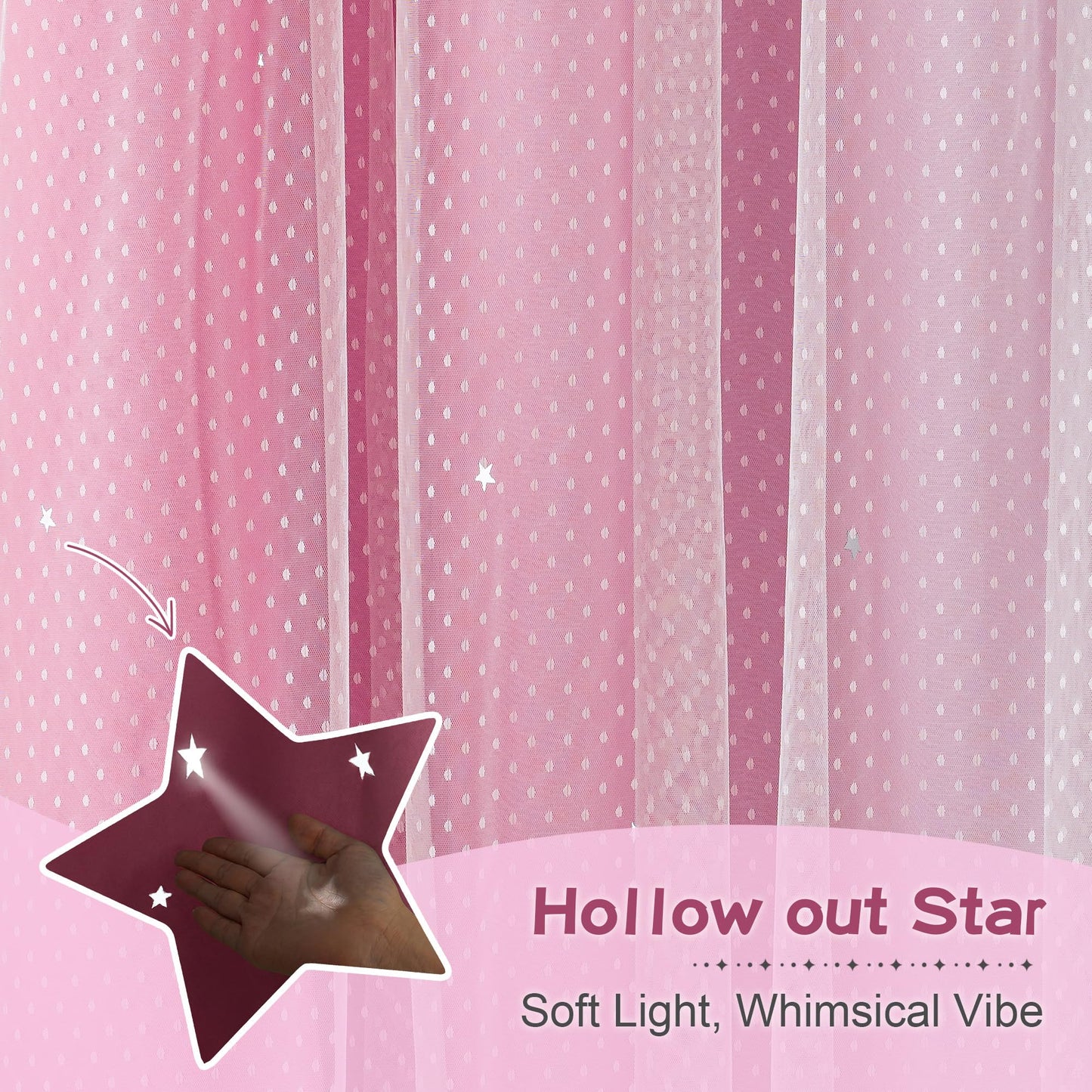 MYSKY HOME Pink Curtains for Girls Bedroom 63 Inches Long Nursery Girl Room Decor Blackout Curtain for Kids Room Ombre Design Star Cut Out Grommet Window Curtain, 34 x 63 in, Light Pink, 2 Panels