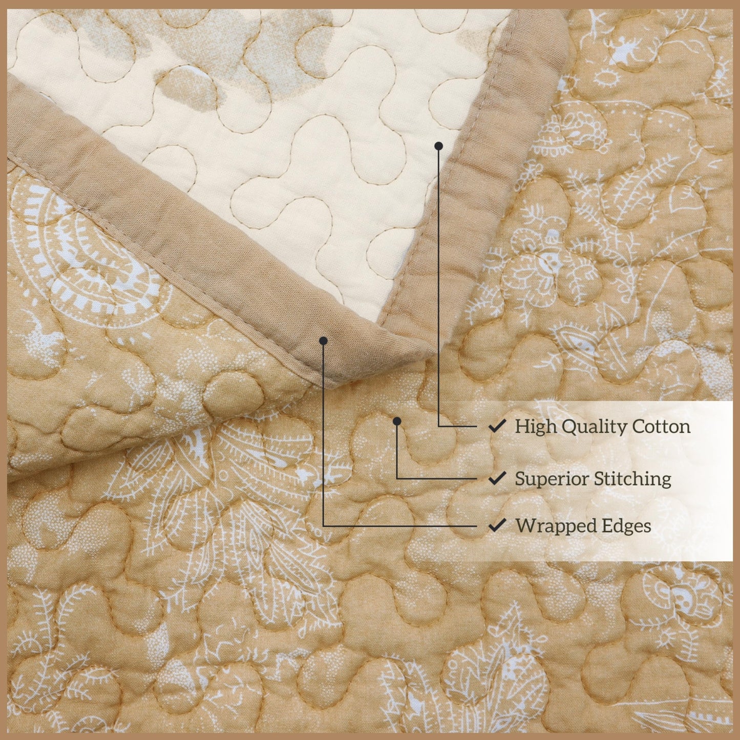 Paseo Road Elsa Queen Cotton Quilt Set, 3 Piece Western Bedding Set with Pillow Shams, Light Tan Cow Print Reversible Quilt, Soft Cozy Rustic Farmhouse Bedding, Lightweight Quilt, Southwestern Bedding